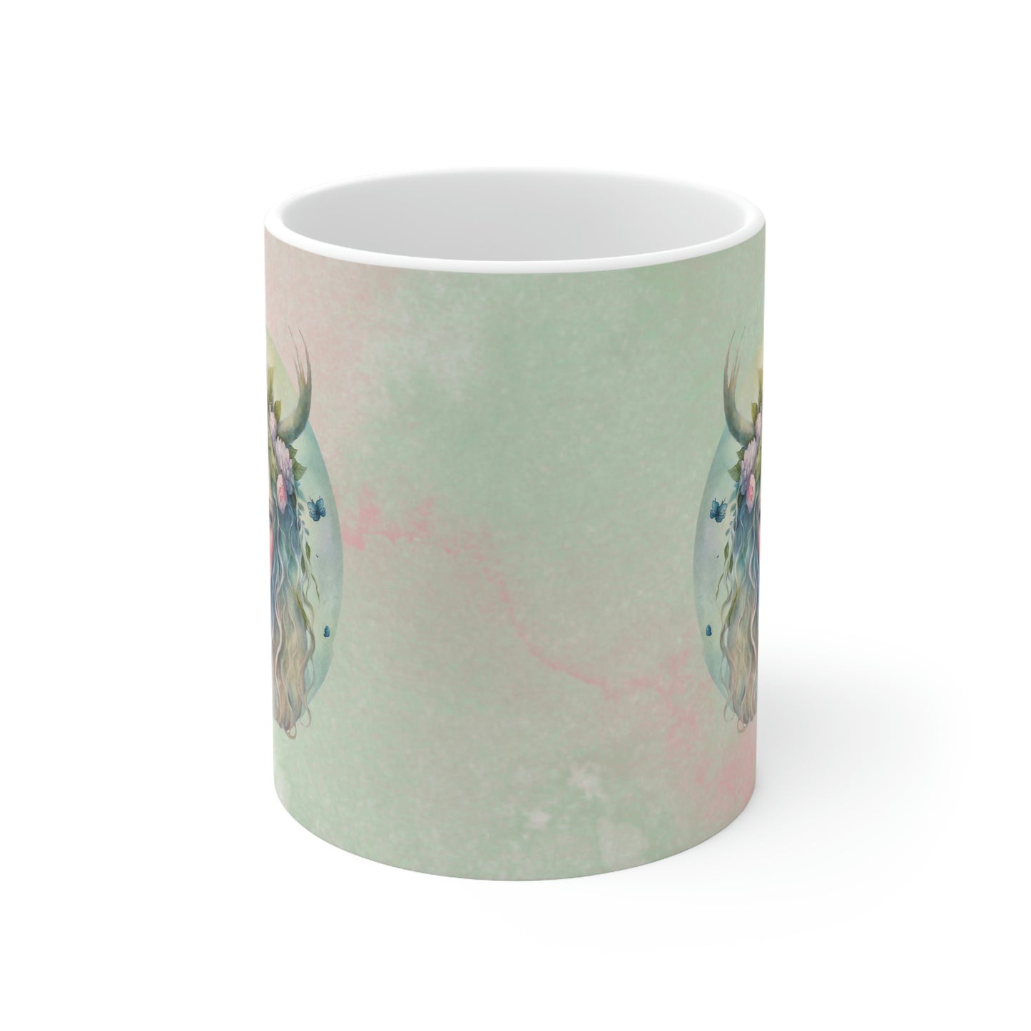 Girl in Spring Flowers Watercolor Ceramic Mug 11oz