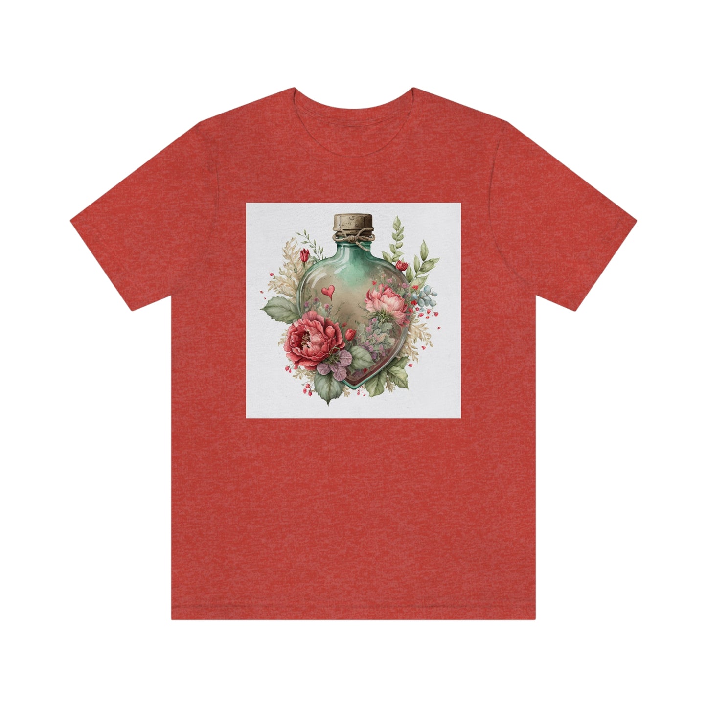 Vintage Bottle Floral Unisex Jersey Short Sleeve Tee