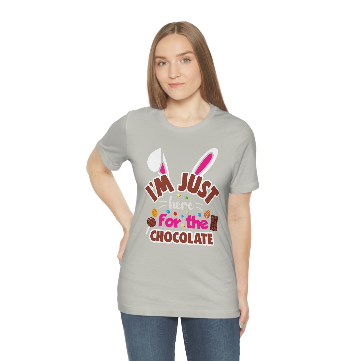 I'm Just Here for the Chocolate Unisex Jersey Short Sleeve Tee