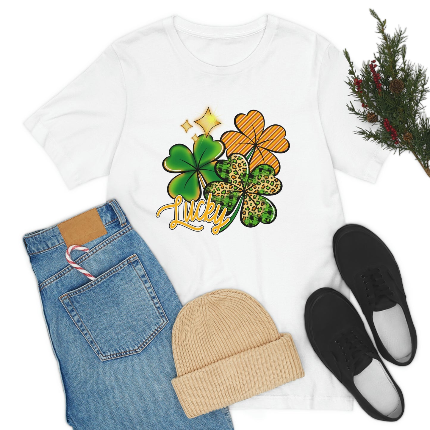 Lucky Shamrock Four Leaf Clover St. Patrick's Day Unisex Jersey Short Sleeve Tee