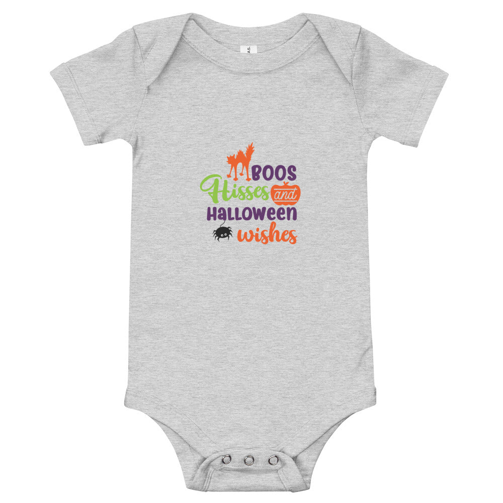 Boos Hisses and Halloween Wishes Baby short sleeve one piece