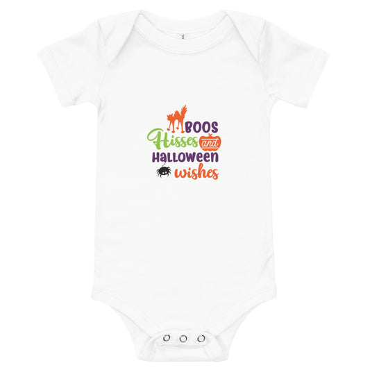 Boos Hisses and Halloween Wishes Baby short sleeve one piece