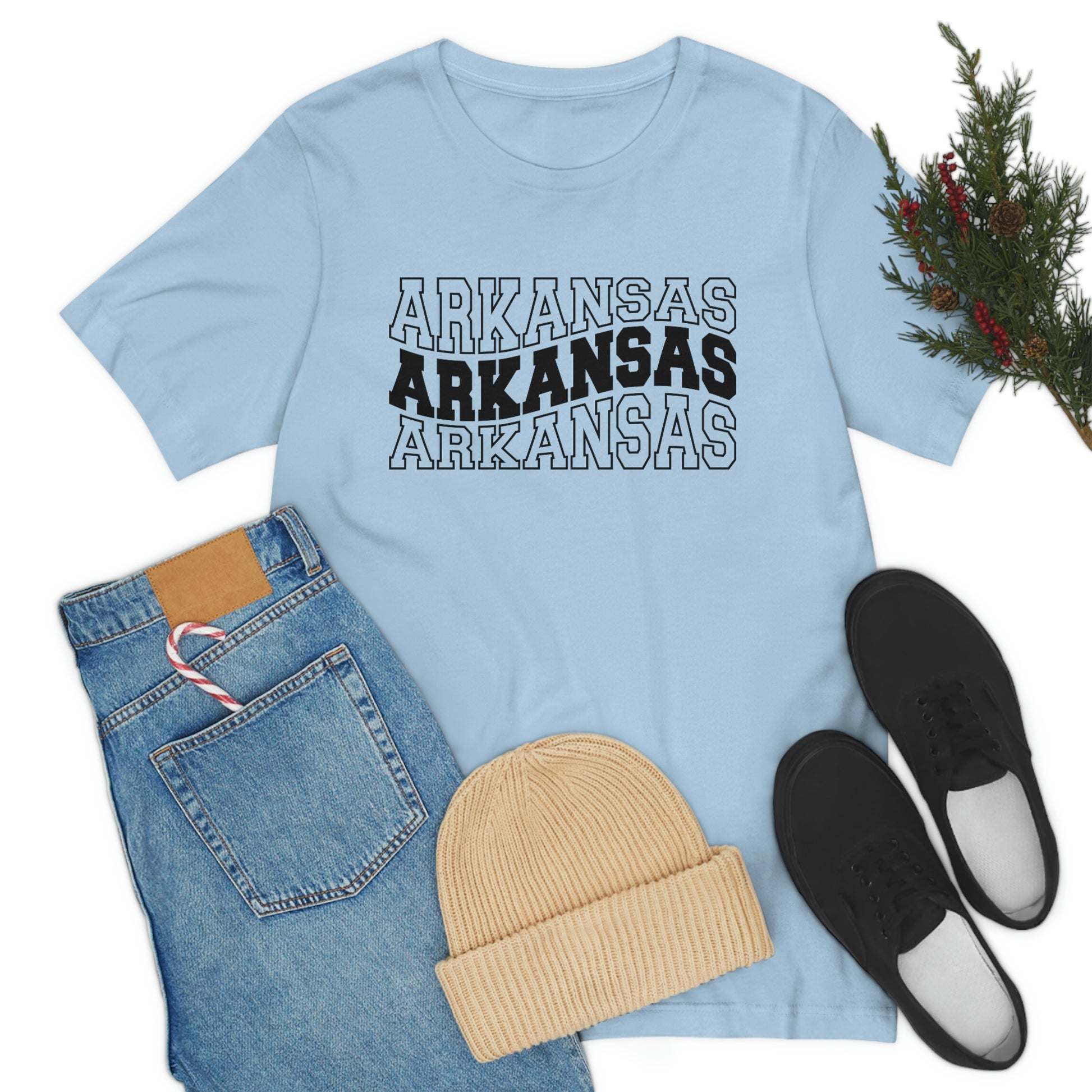 Arkansas Varsity Letters Wavy Unisex Jersey Short Sleeve Tee Tshirt T-shirt