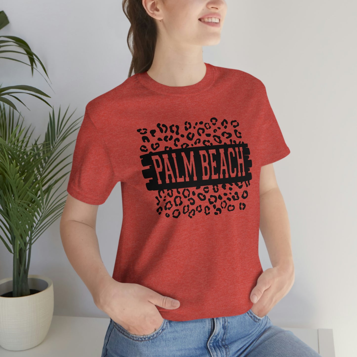 Palm Beach Leopard Print Florida Short Sleeve T-shirt