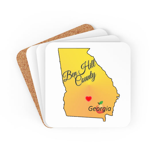 Ben Hill County Georgia Corkwood Coaster Set