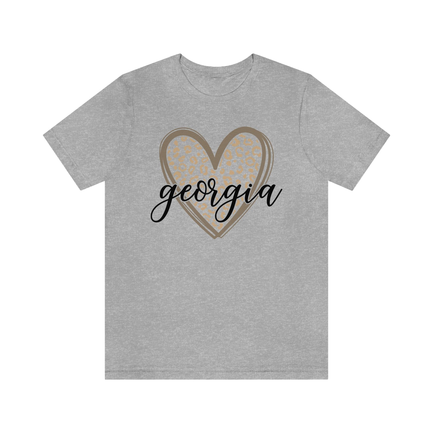 Georgia Gold Leopard Heart Black Script Short Sleeve T-shirt