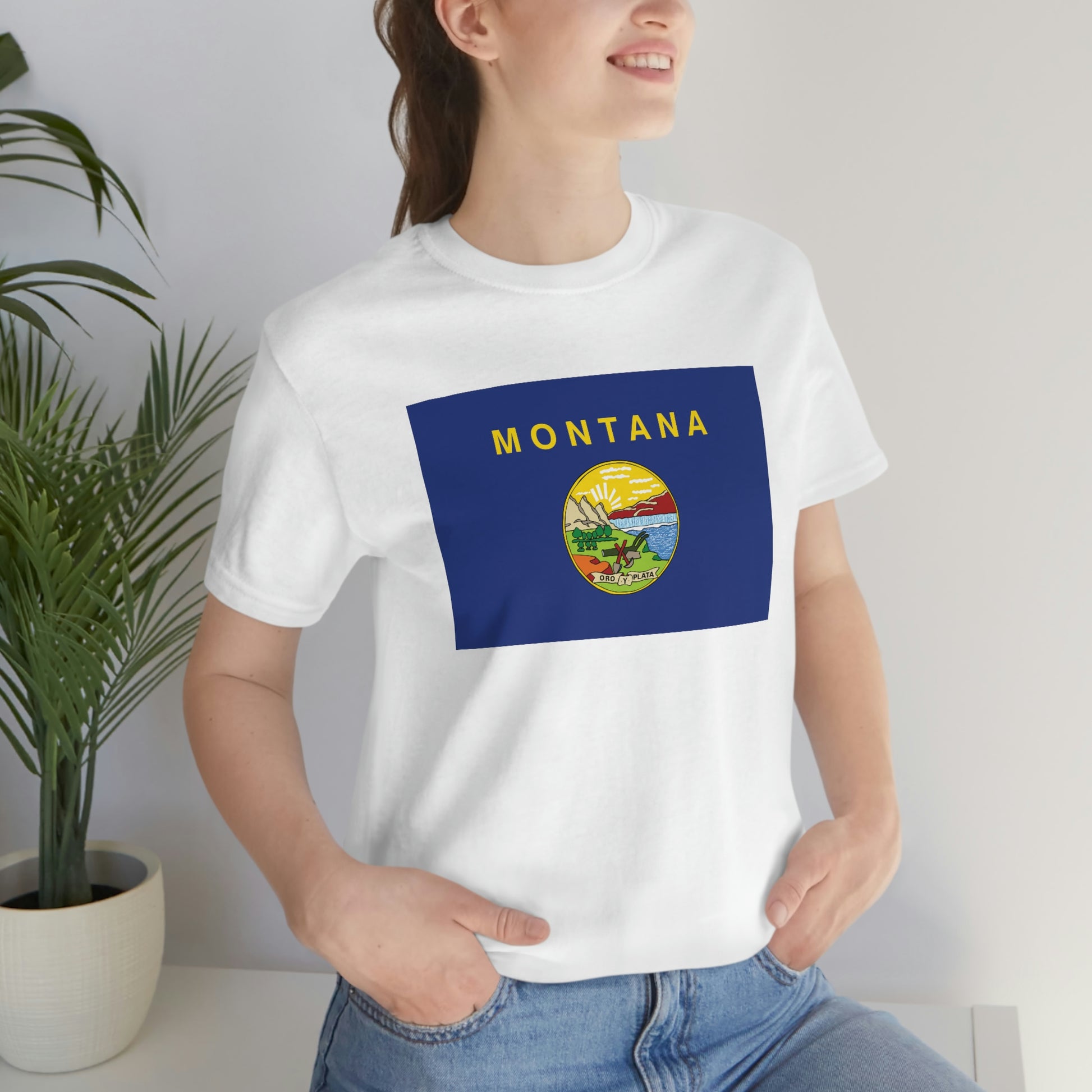 Montana Flag Unisex Jersey Short Sleeve Tee Tshirt T-shirt