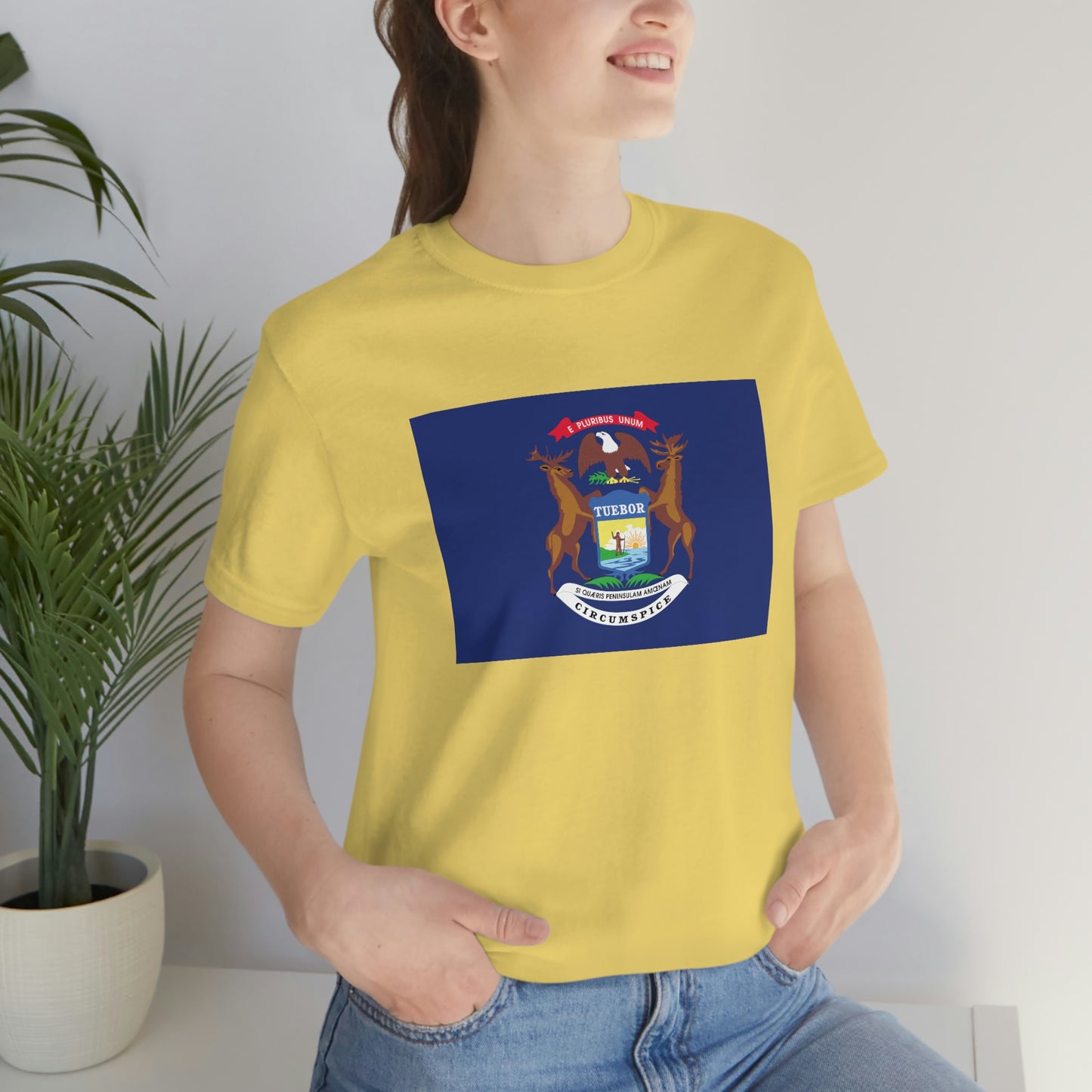 Michigan Flag Unisex Jersey Short Sleeve Tee Tshirt T-shirt