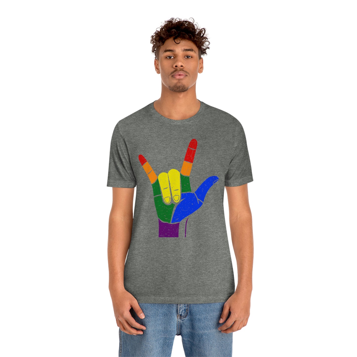 Hand Rainbow LGBTQIA Unisex Jersey Short Sleeve Tee