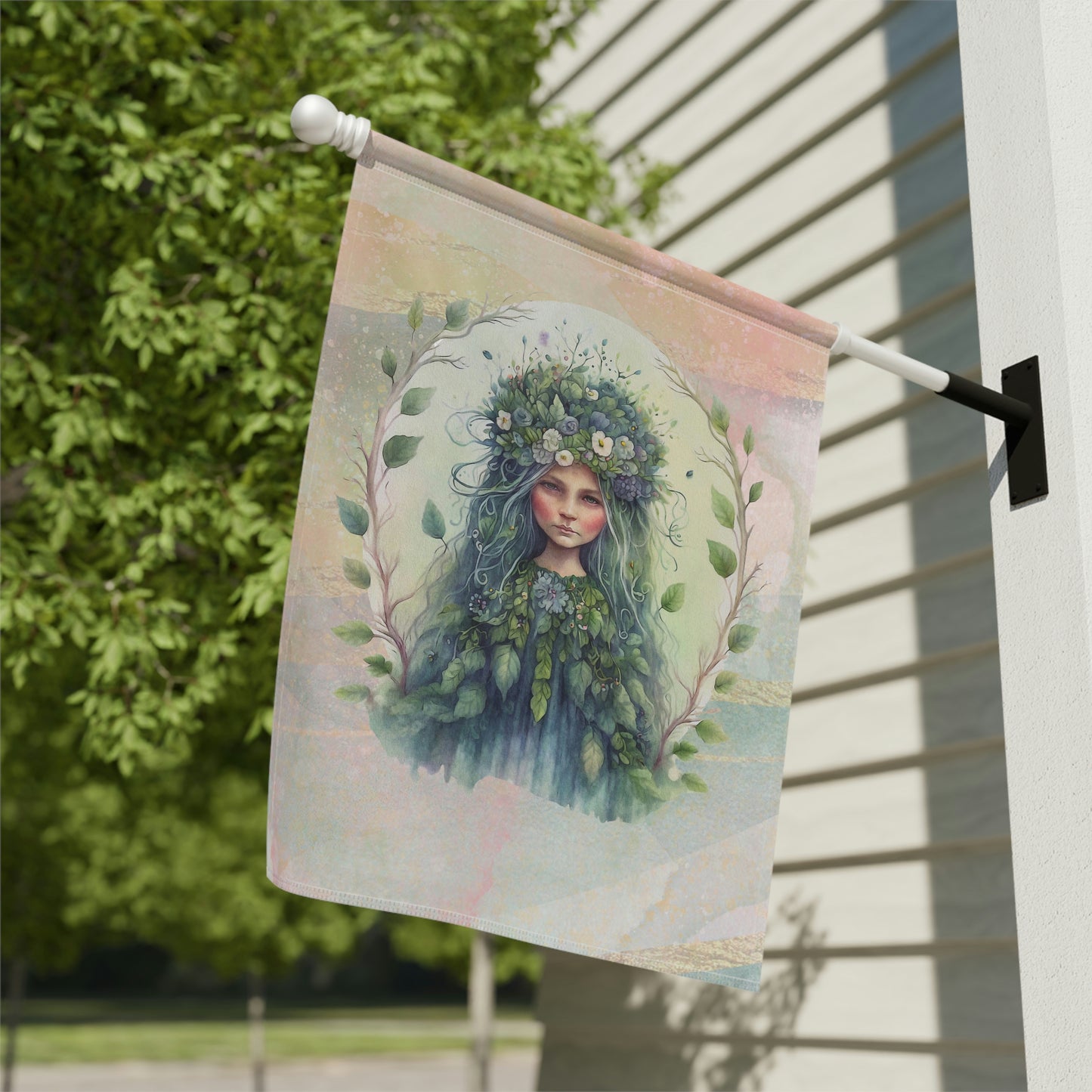 Spring Wood Sprite  Watercolor Garden & House Banner