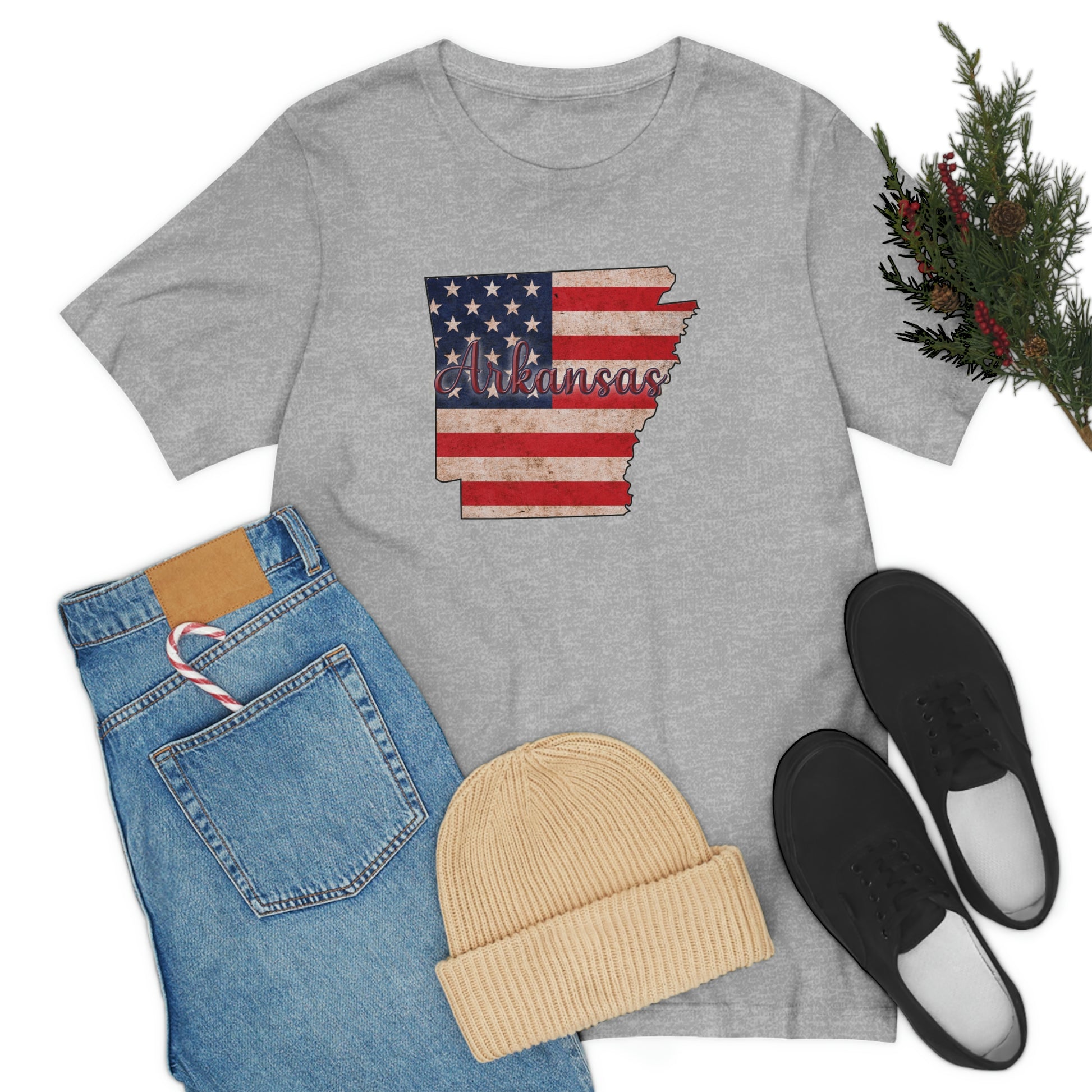 Arkansas US Flag Unisex Jersey Short Sleeve Tee Tshirt T-shirt