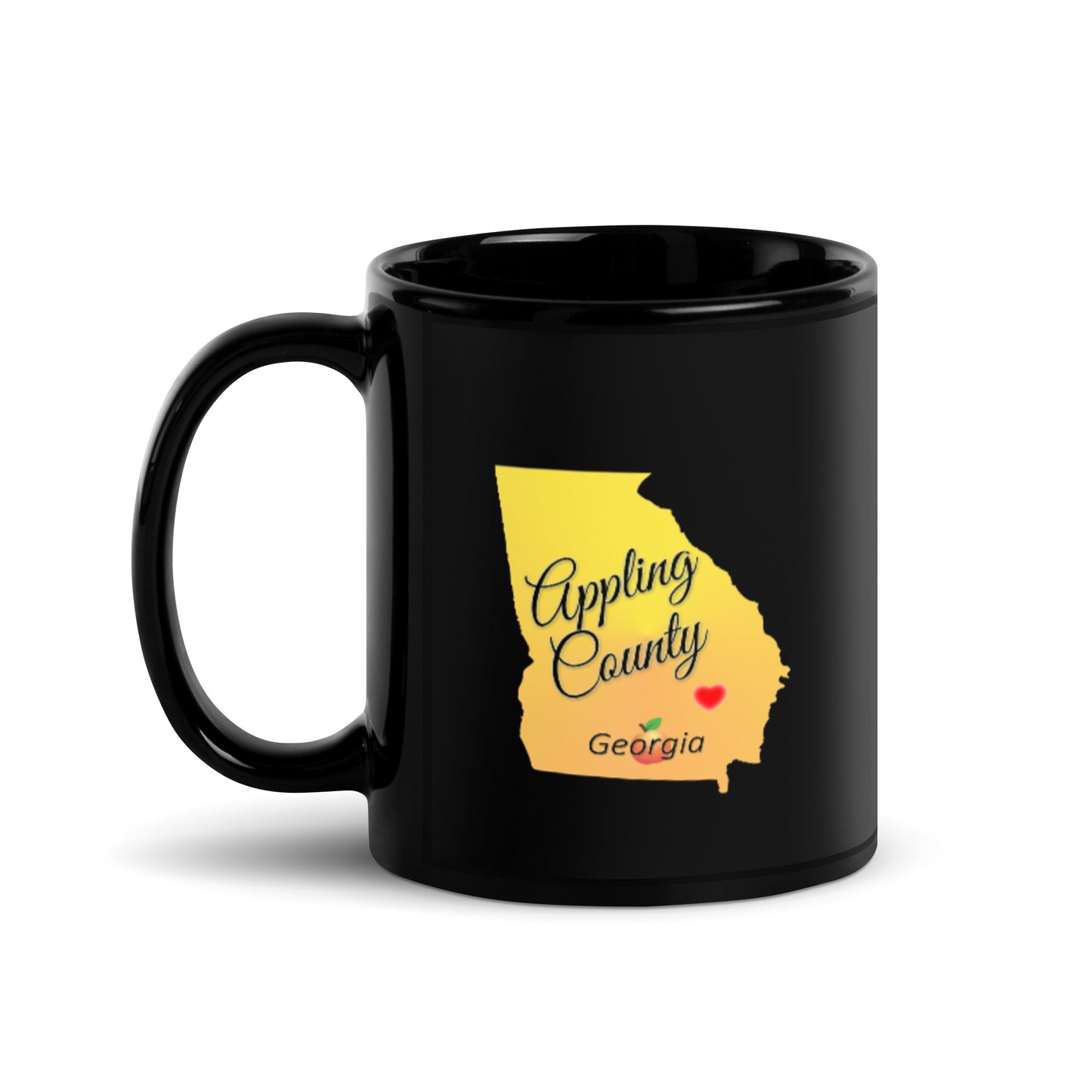 Appling County Georgia State Heart Locator Black Ceramic Mug