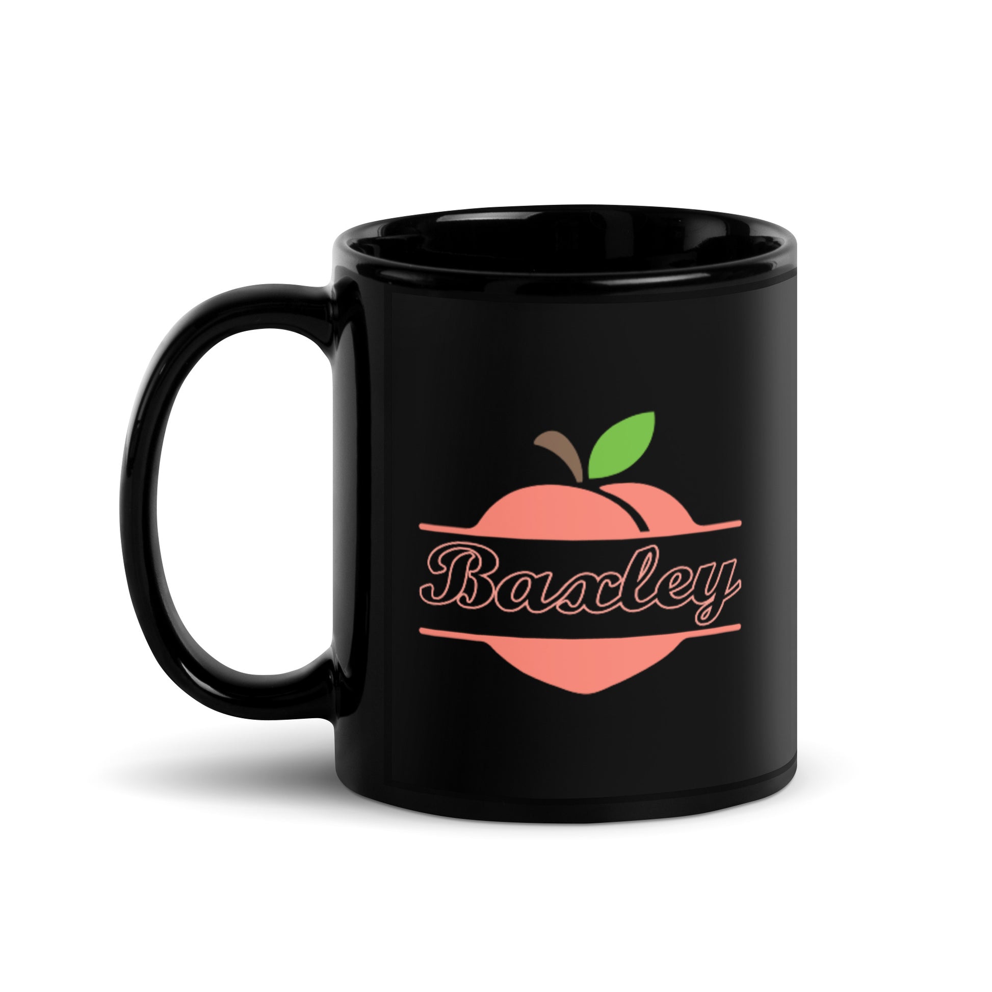 Baxley Georgia Peach Town Name Black Glossy Ceramic Mug 11 oz and 15 oz