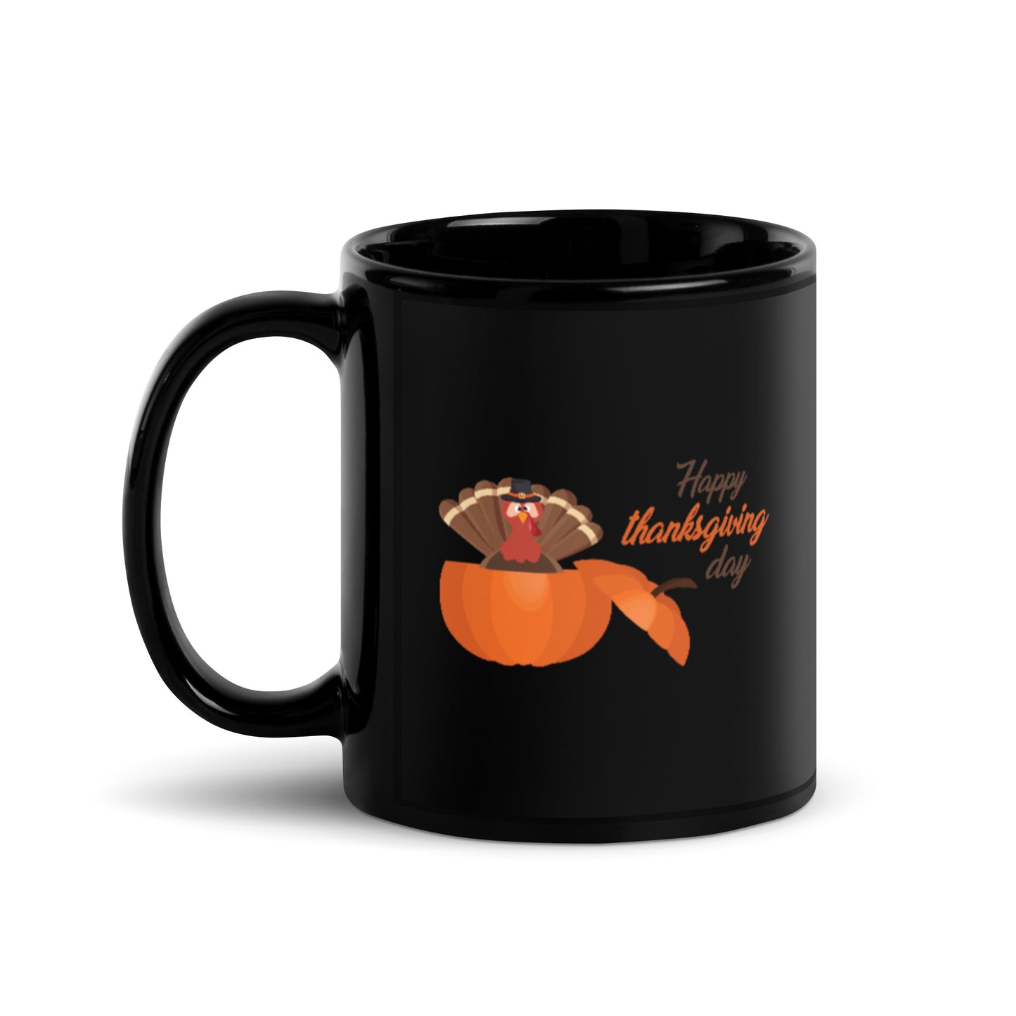 Happy Thanksgiving Day Black Glossy Mug