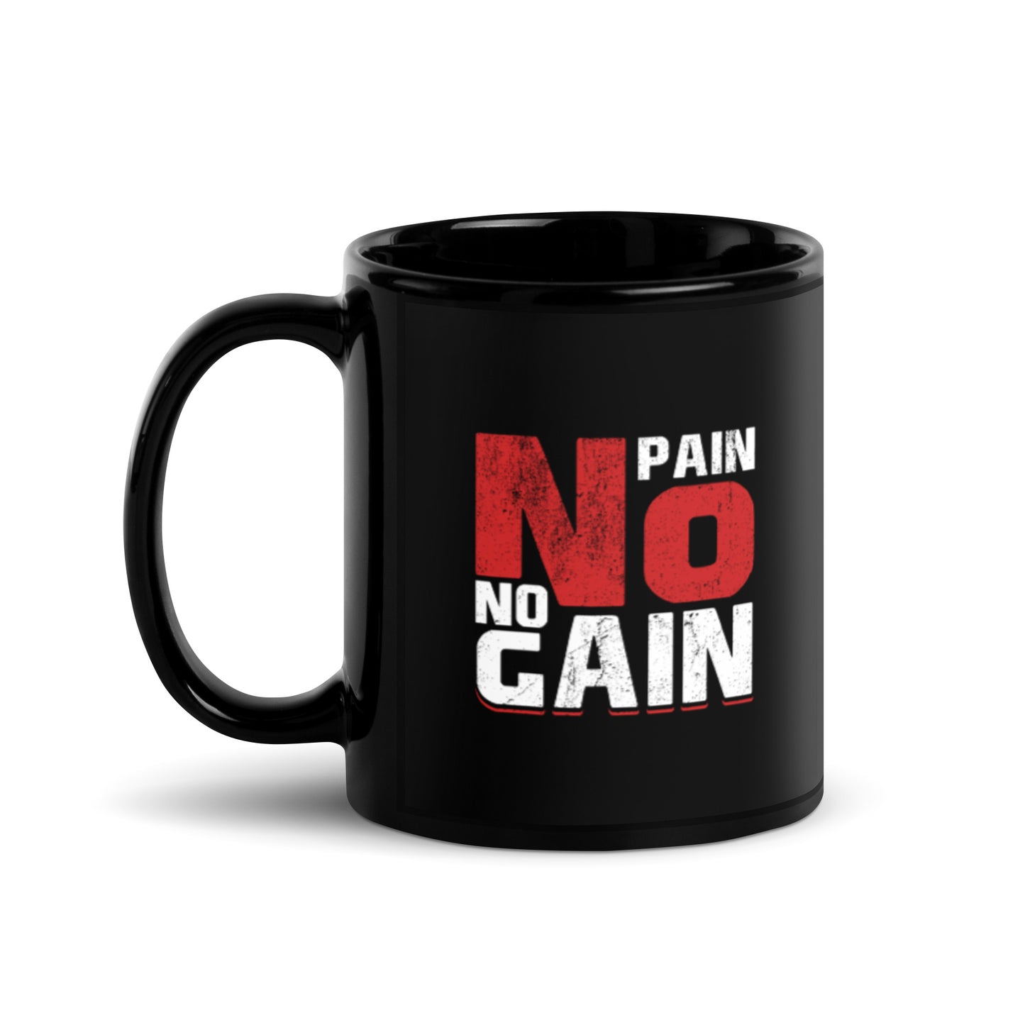 No Pain No Gain Black Glossy Mug