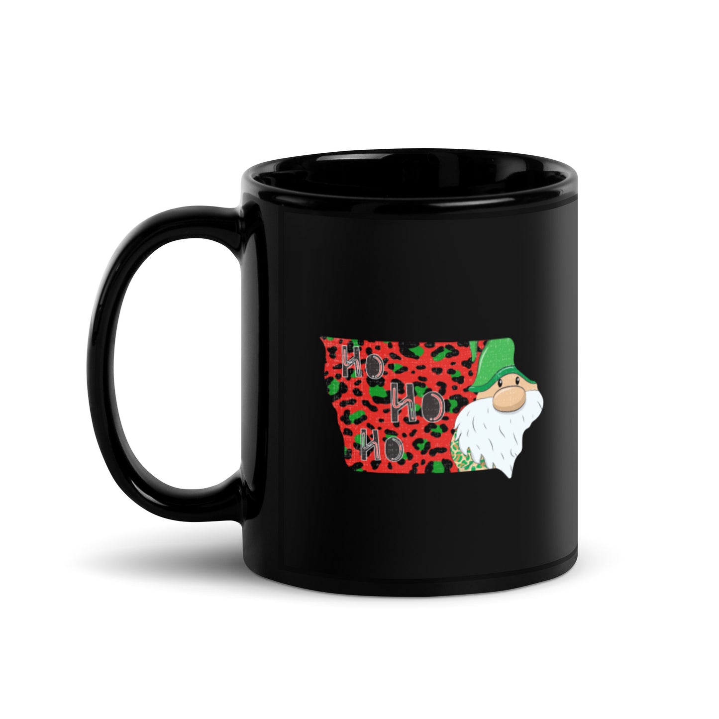 Iowa Christmas Elf Ho Ho Ho Black Glossy Mug