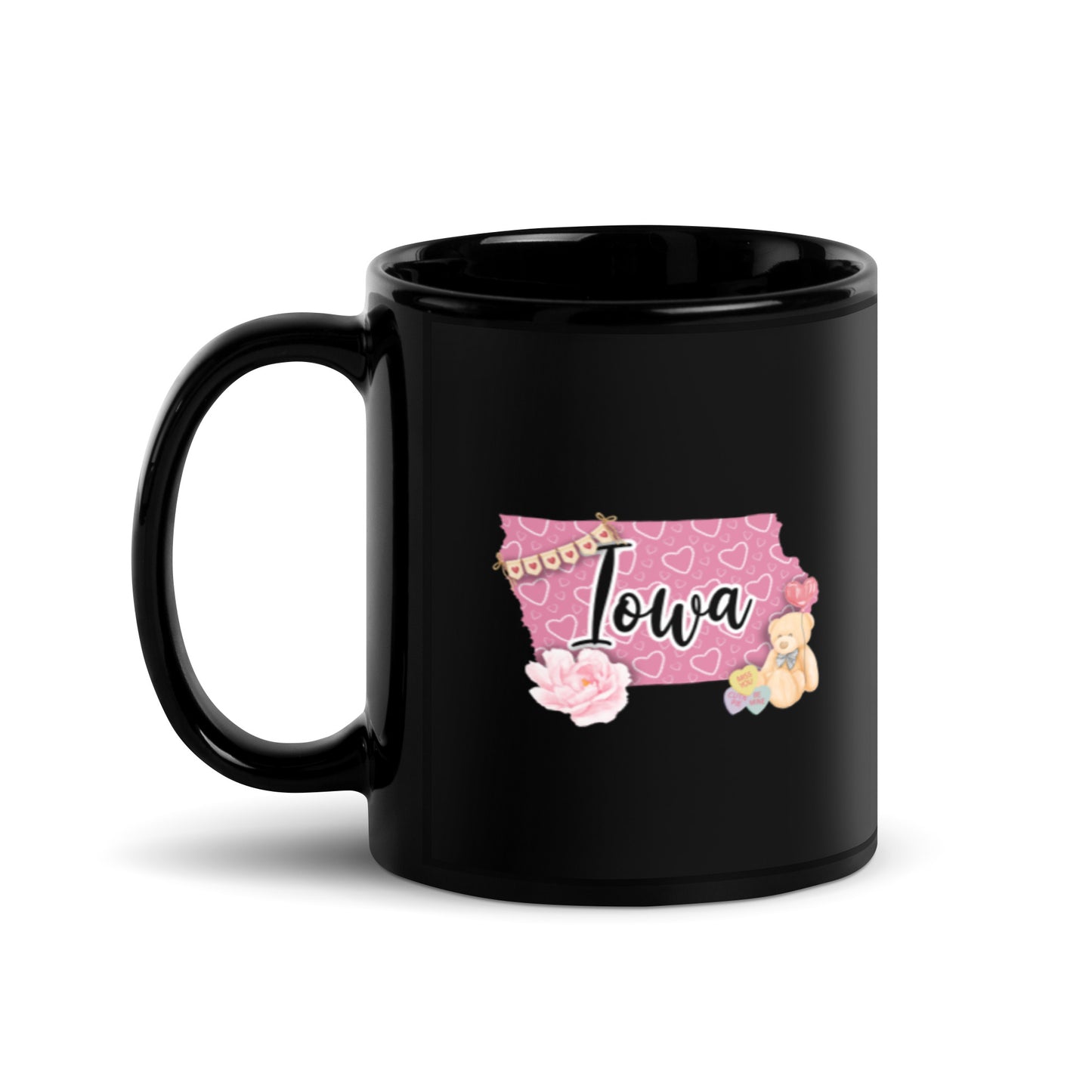 Iowa Valentine Black Glossy Mug