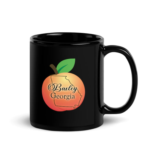 Baxley Georgia - State Outline on Peach Black Ceramic Mug