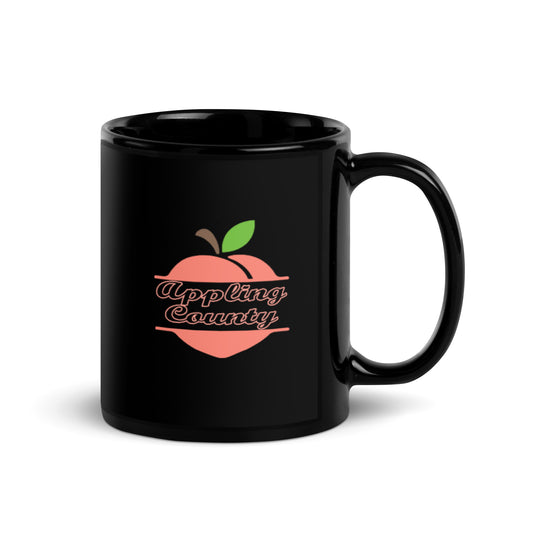 Appling County Peach Town Name Black Glossy Ceramic Mug