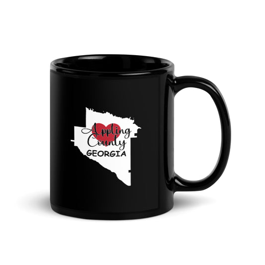 Appling County Georgia Heart on County Black Glossy Ceramic Mug