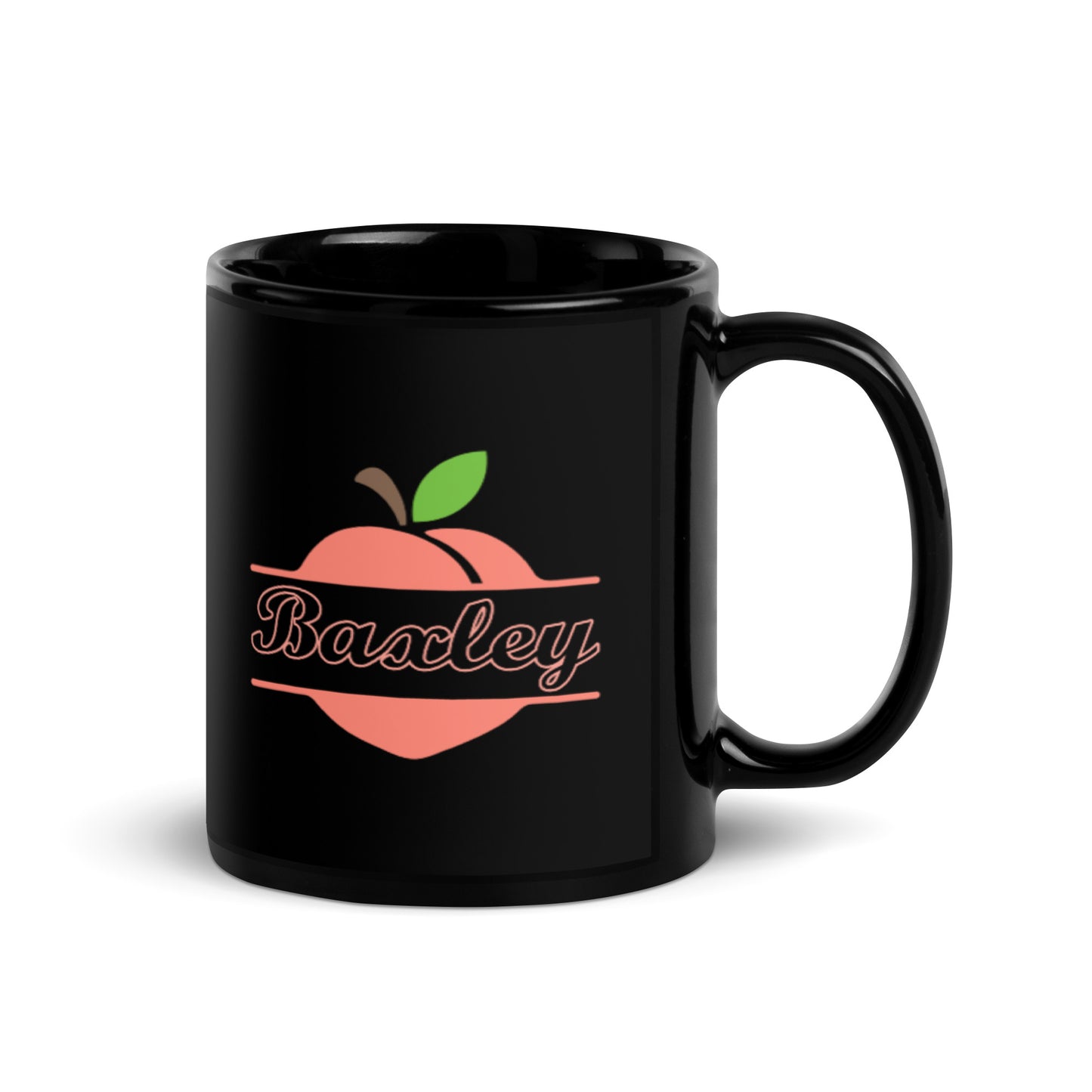 Baxley Georgia Peach Town Name Black Glossy Ceramic Mug 11 oz and 15 oz