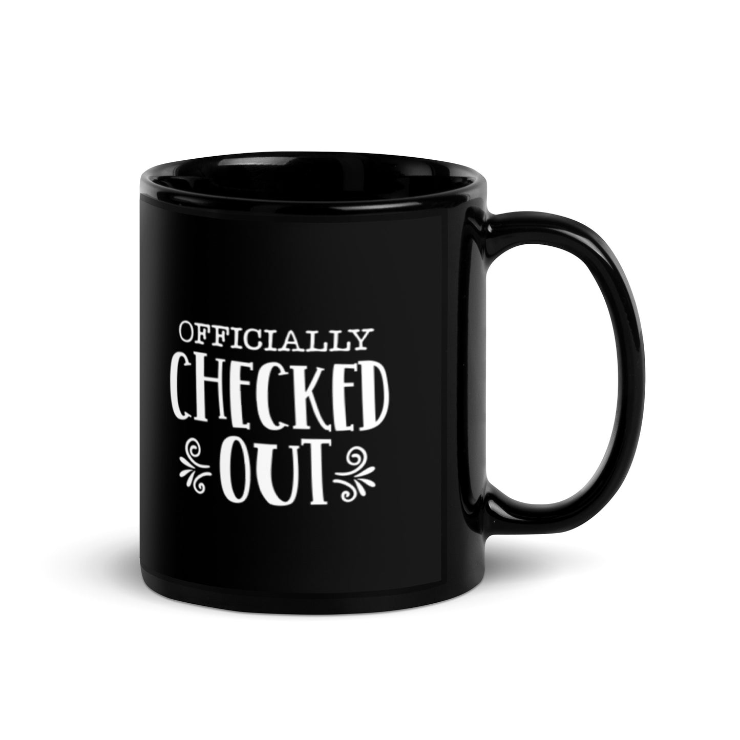 Officially Checked Out Black Glossy Mug