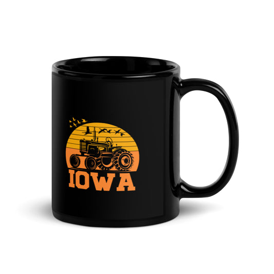 Iowa Black Glossy Mug
