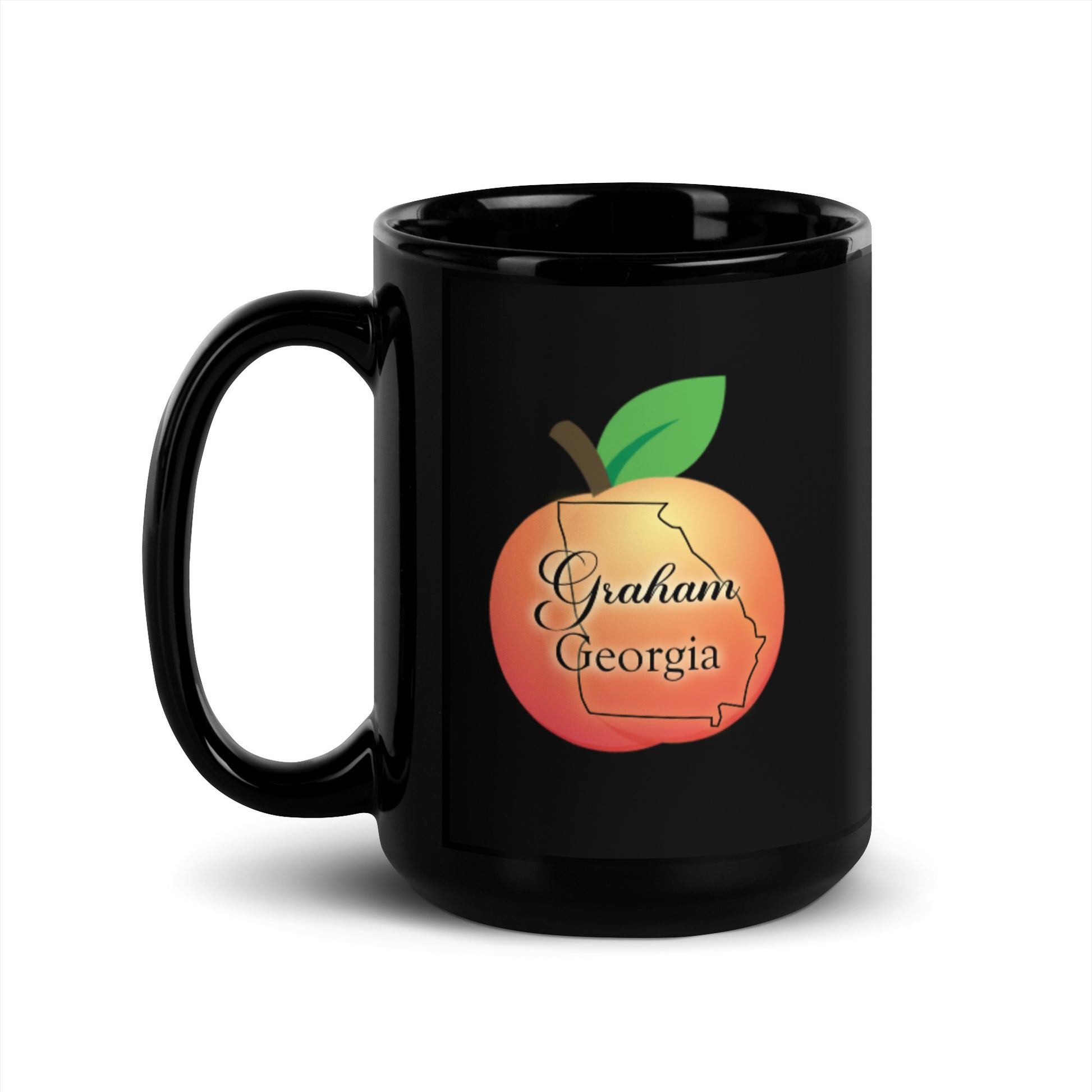 Graham Georgia - State Outline on Peach Black Ceramic Mug