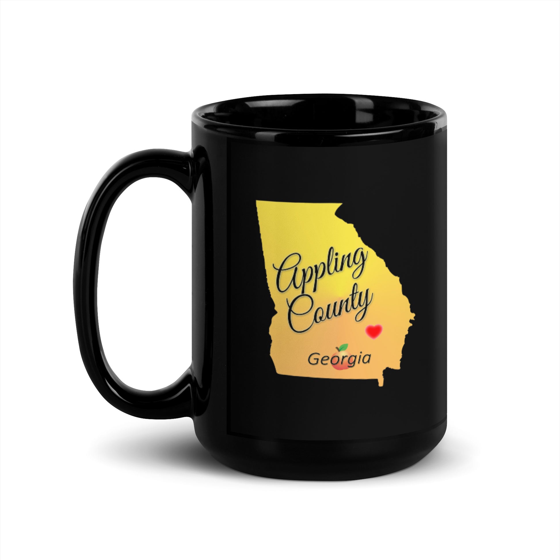 Appling County Georgia State Heart Locator Black Ceramic Mug