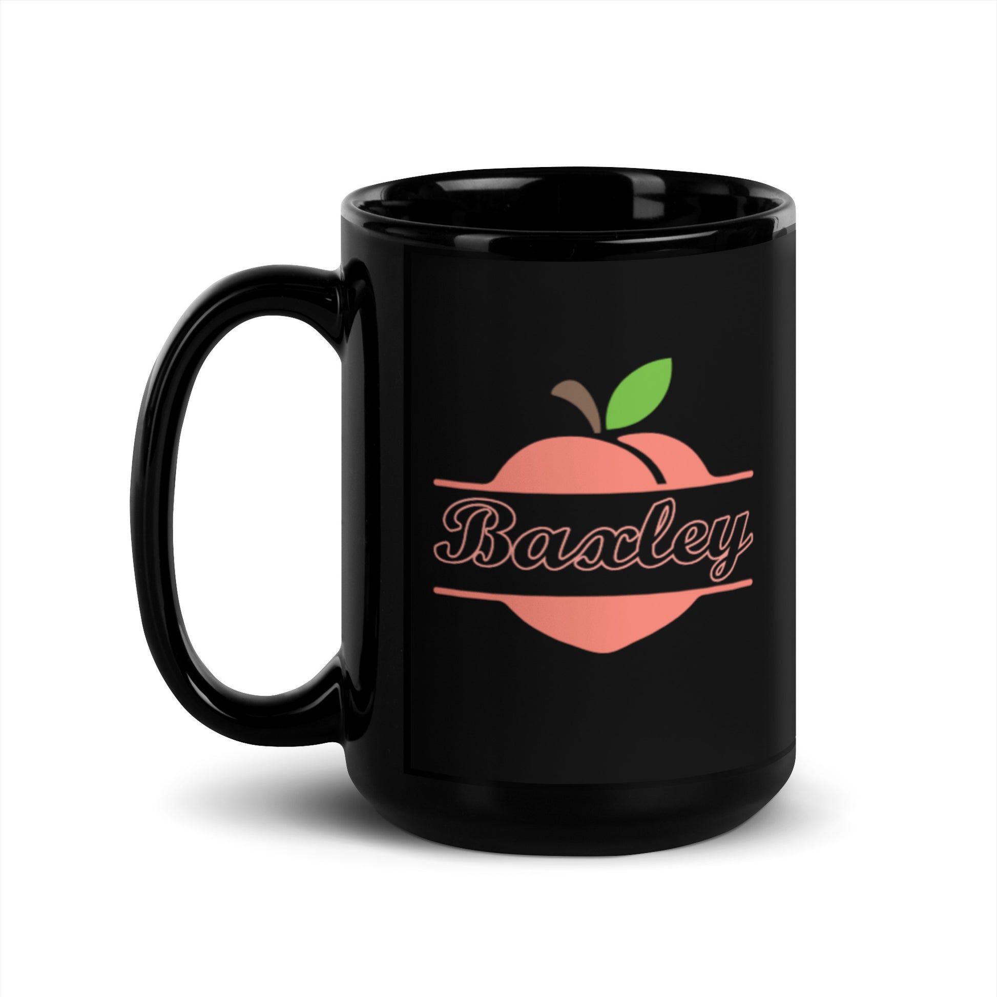 Baxley Georgia Peach Town Name Black Glossy Ceramic Mug 11 oz and 15 oz