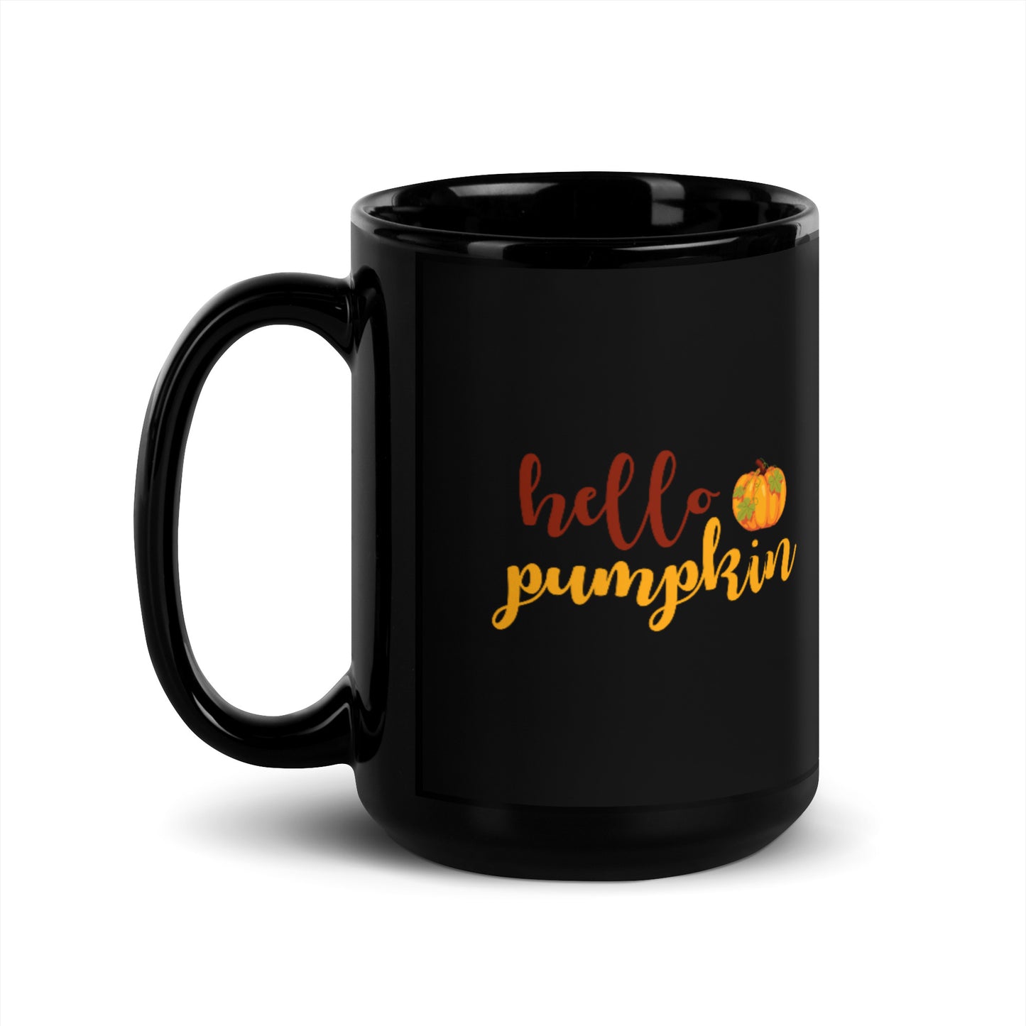 Hello Pumpkin Black Glossy Mug