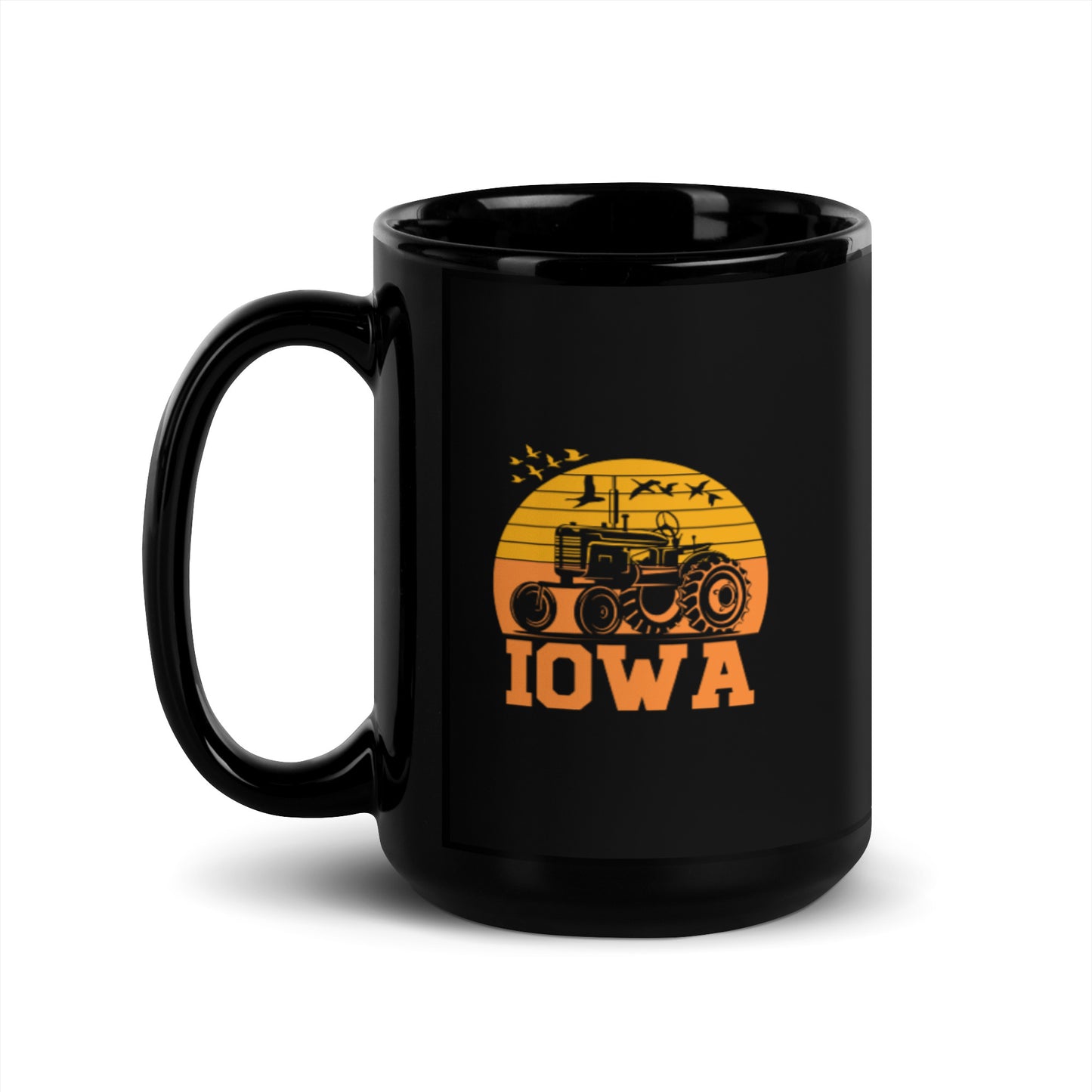 Iowa Black Glossy Mug