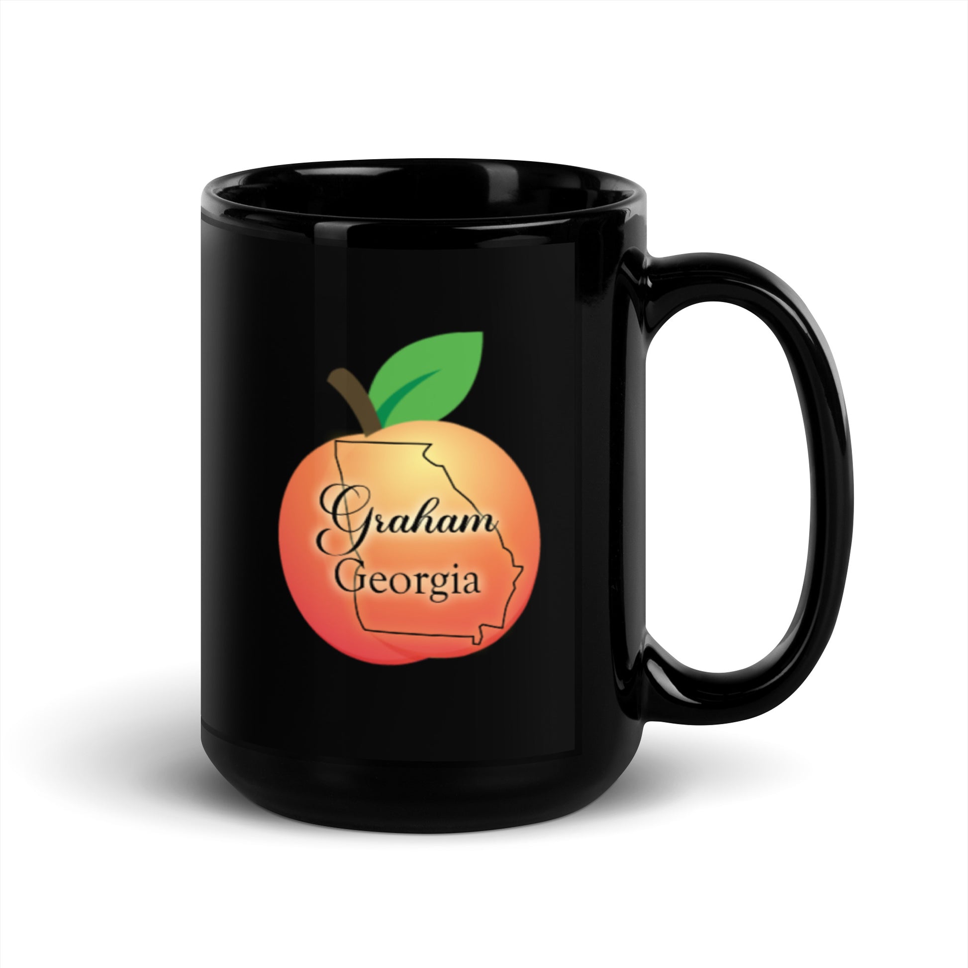 Graham Georgia - State Outline on Peach Black Ceramic Mug