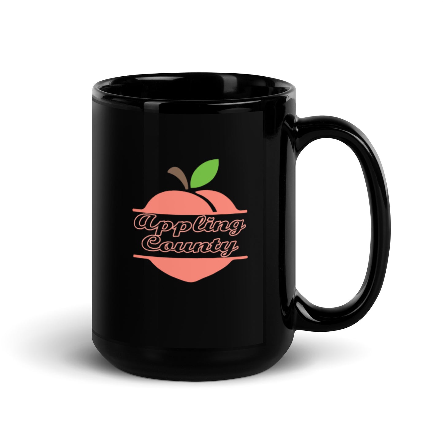 Appling County Peach Town Name Black Glossy Ceramic Mug