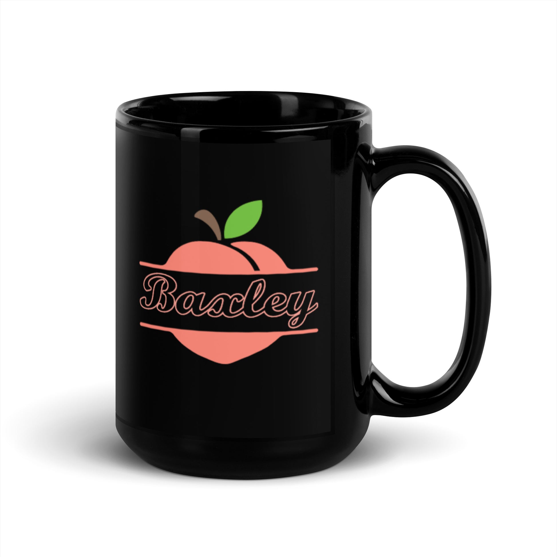 Baxley Georgia Peach Town Name Black Glossy Ceramic Mug 11 oz and 15 oz