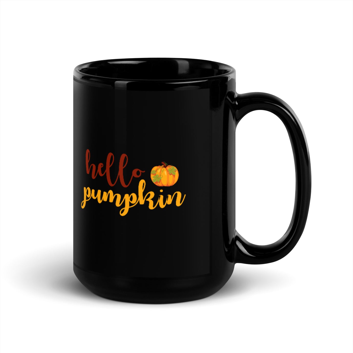 Hello Pumpkin Black Glossy Mug