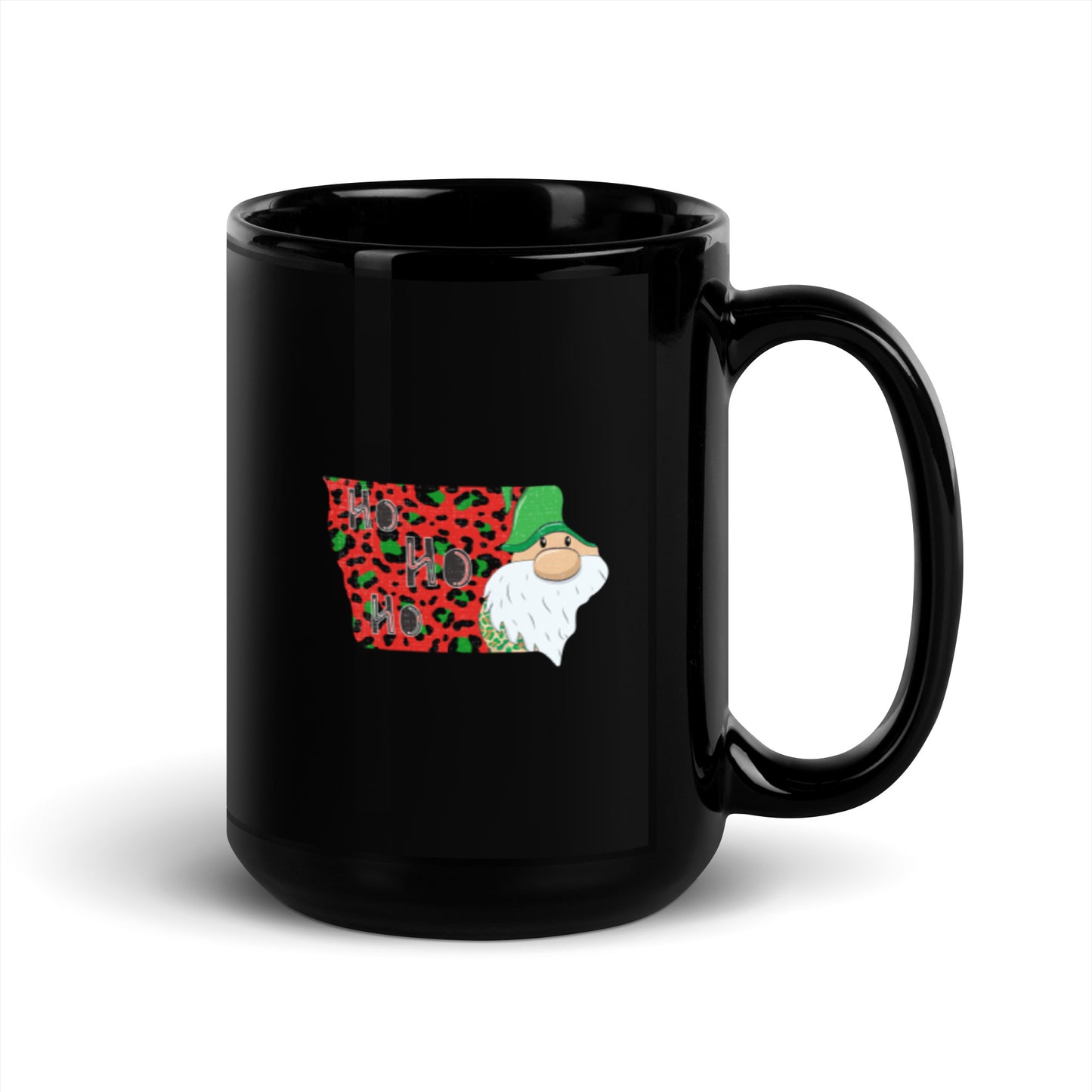 Iowa Christmas Elf Ho Ho Ho Black Glossy Mug