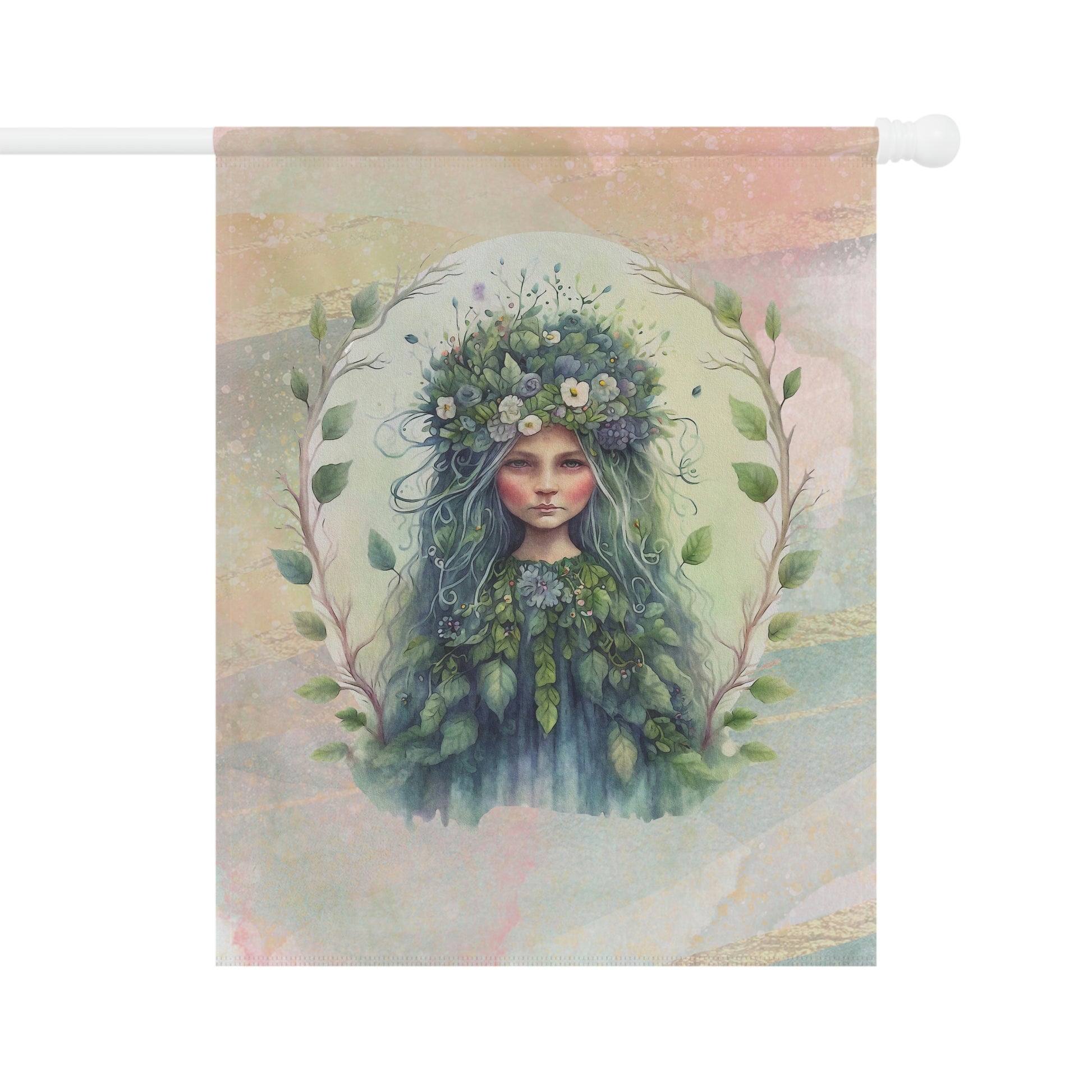 Spring Wood Sprite  Watercolor Garden & House Banner