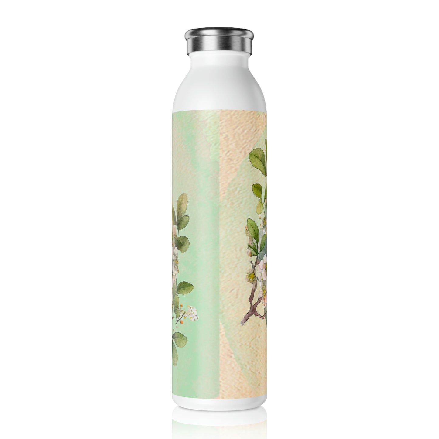 Spring Flowers Watercolor Slim Water Bottle