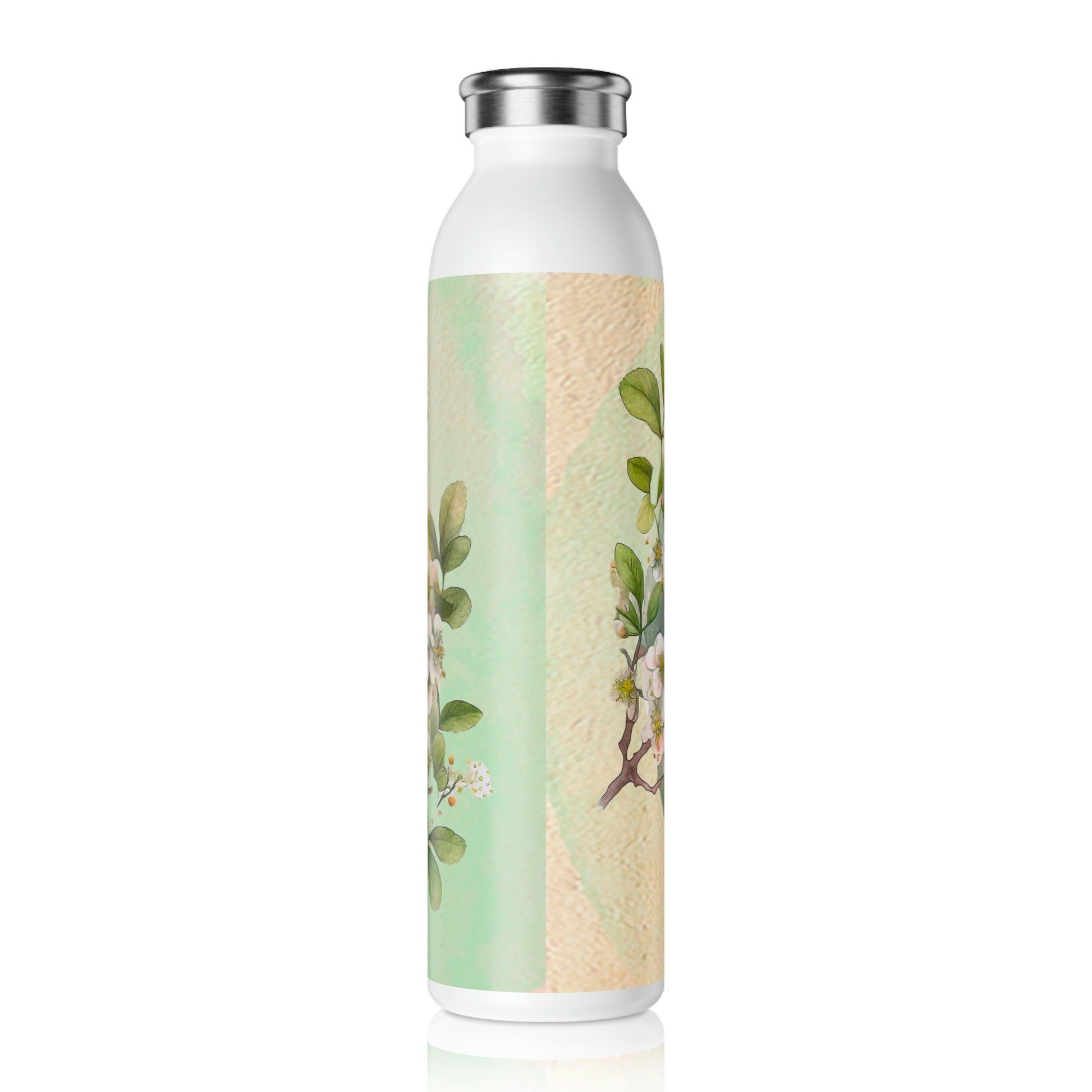 Spring Flowers Watercolor Slim Water Bottle