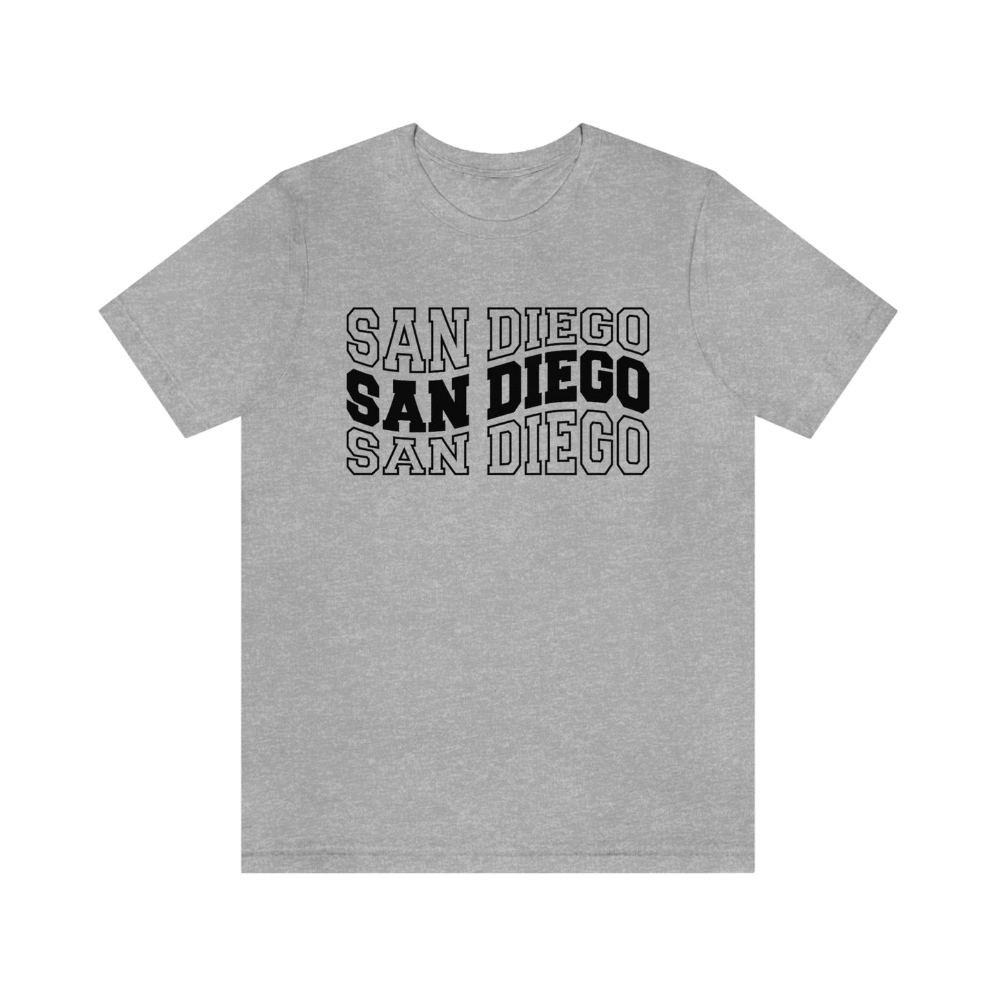 San Diego California Varsity Letters Wavy Unisex Jersey Short Sleeve Tee Tshirt T-shirt