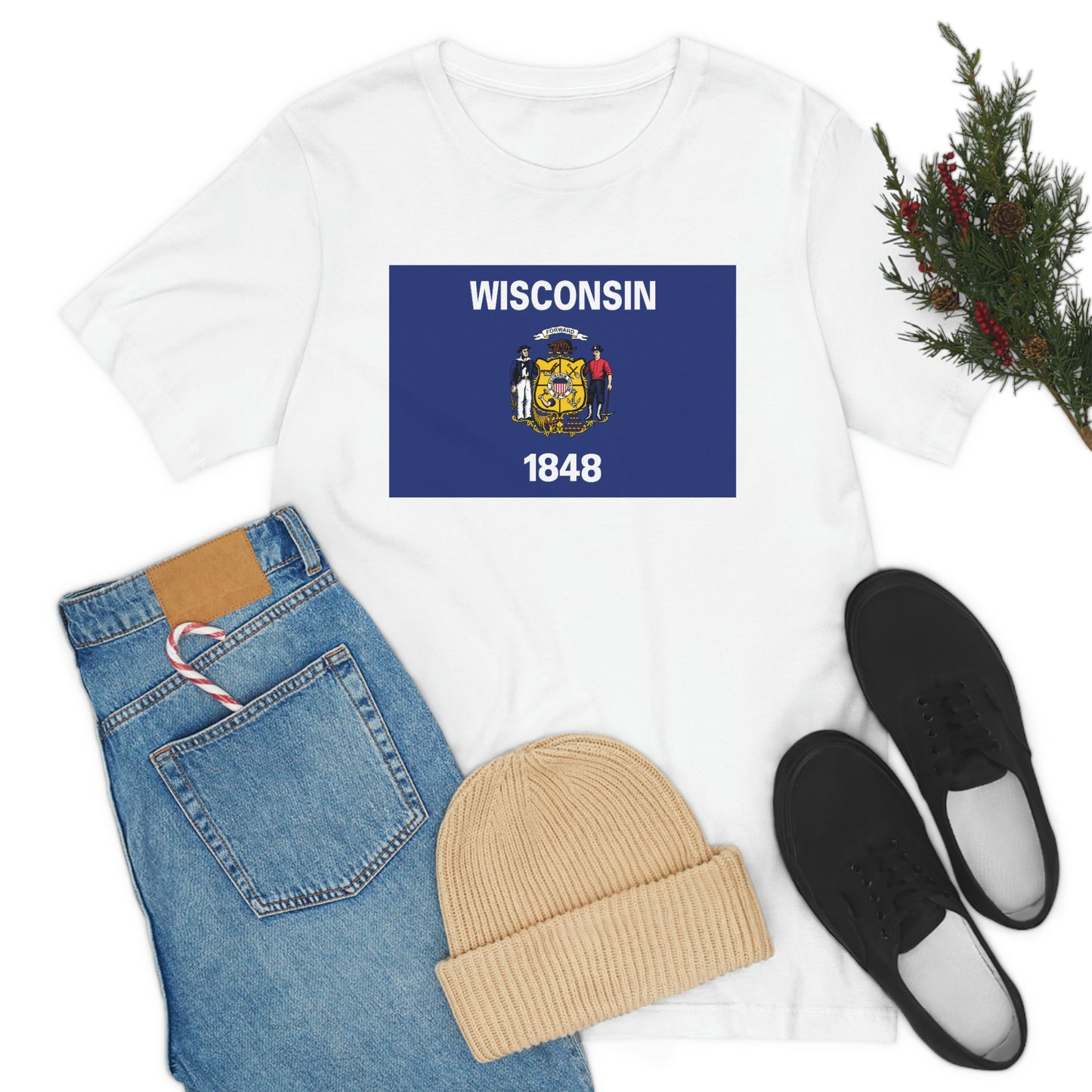 Wisconsin Flag Unisex Jersey Short Sleeve Tee Tshirt T-shirt