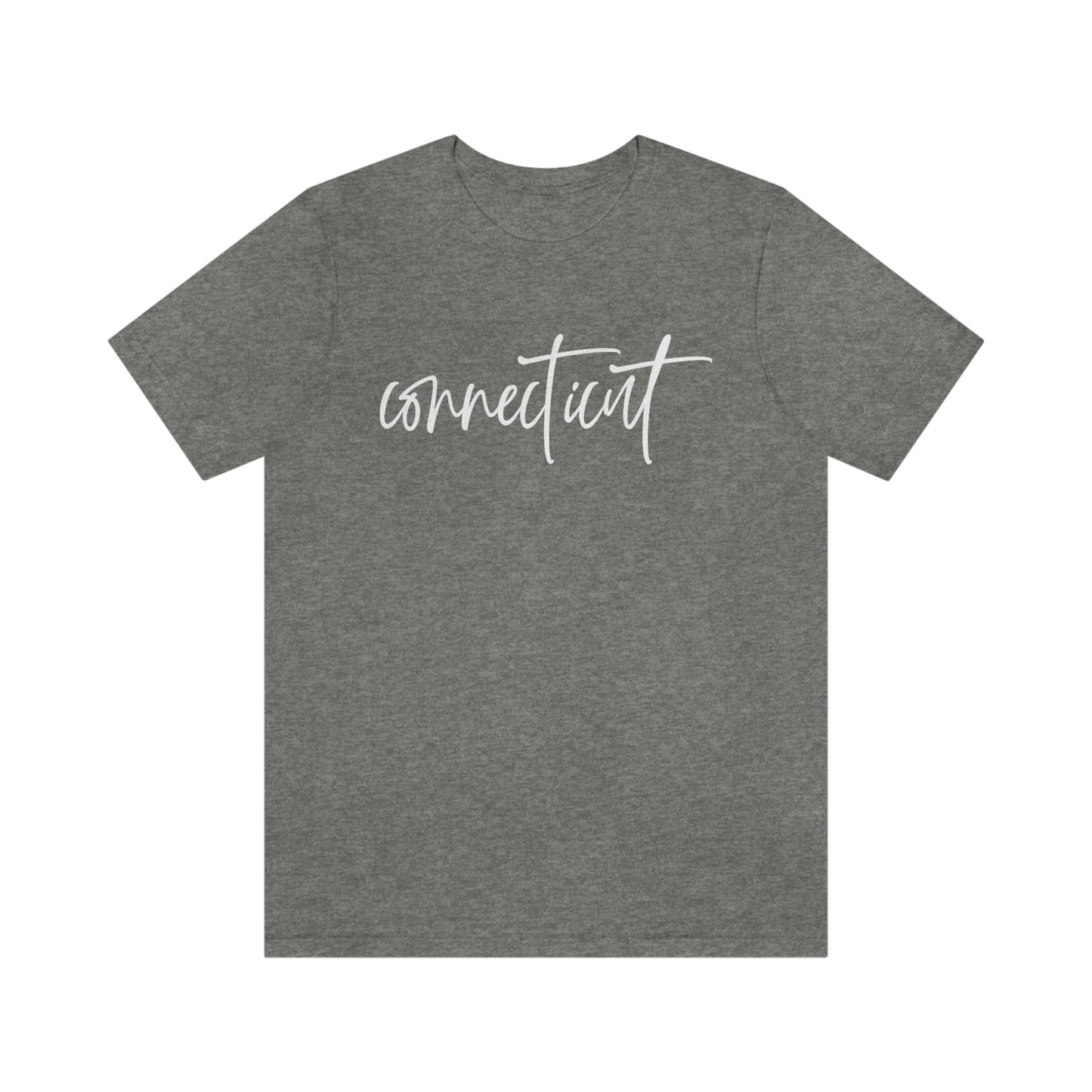 Connecticut White Script Short Sleeve  T-shirt