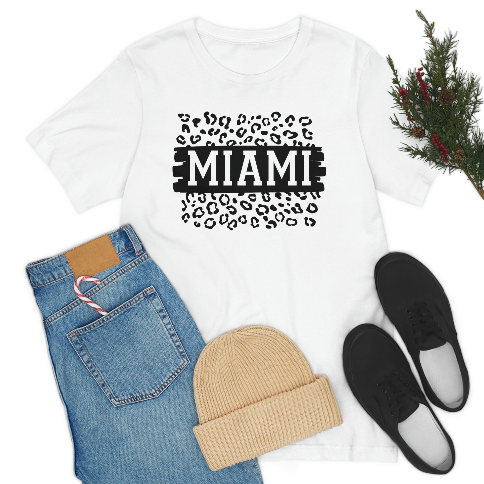 Miami Leopard Print Florida Short Sleeve T-shirt