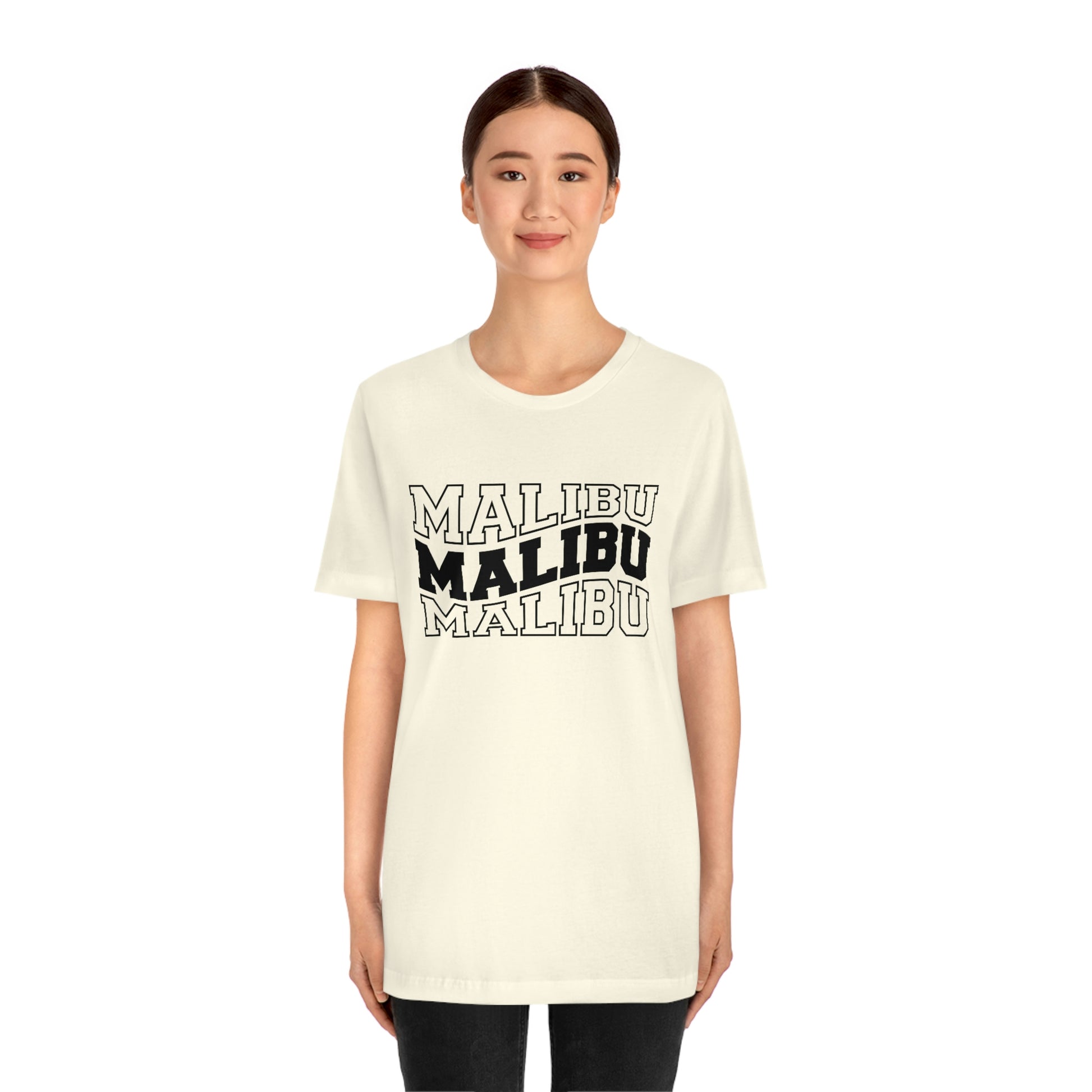 Malibu California Varsity Letters Wavy Unisex Jersey Short Sleeve Tee Tshirt T-shirt