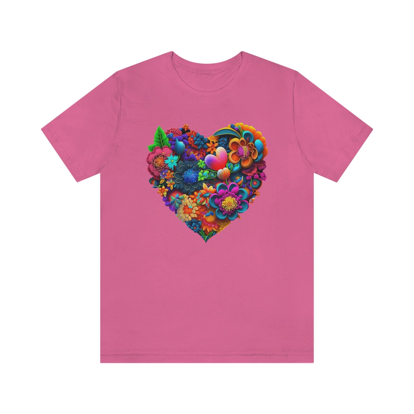 Bright Floral Heart Unisex Jersey Short Sleeve Tee