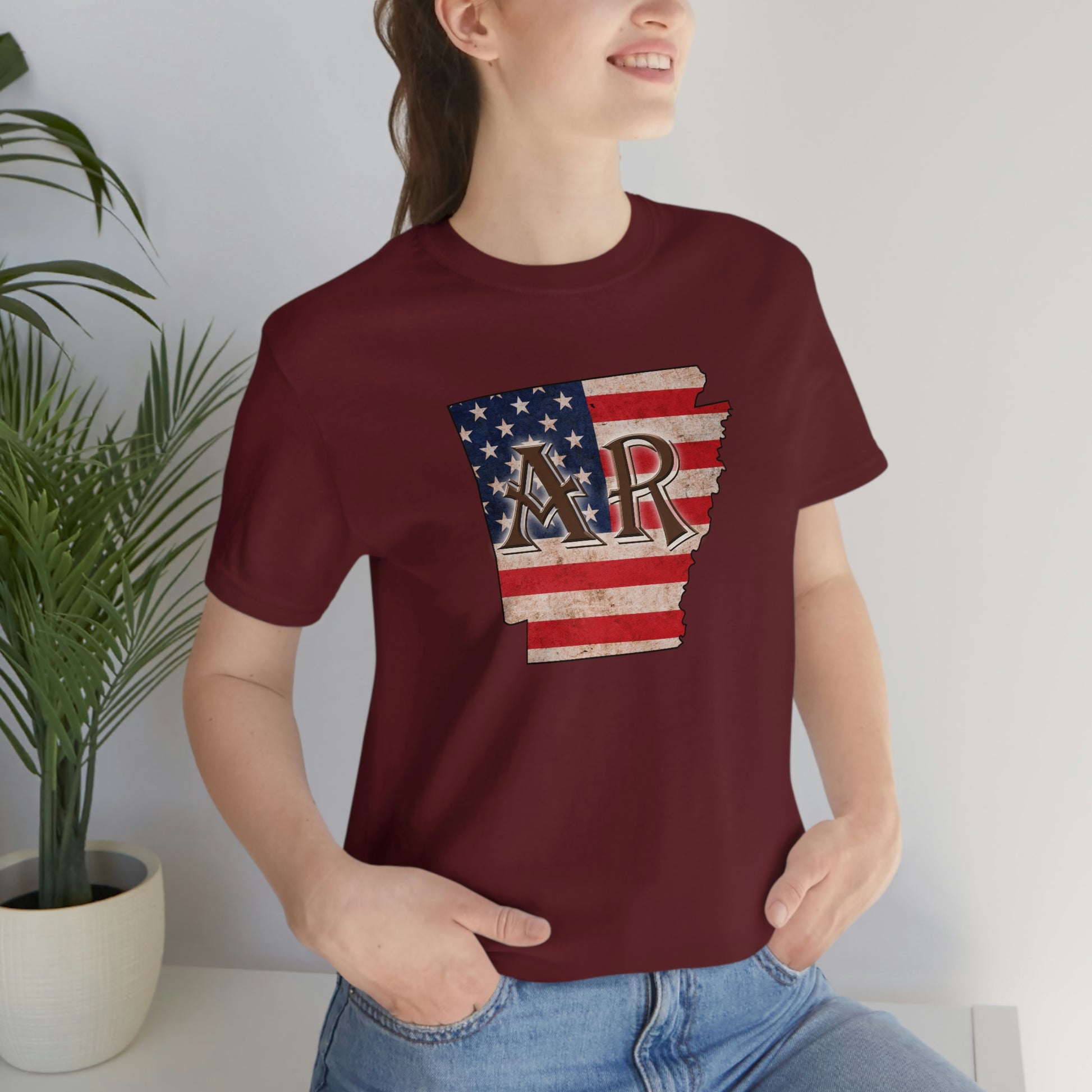 Arkansas AR US Flag Unisex Jersey Short Sleeve Tee Tshirt T-shirt