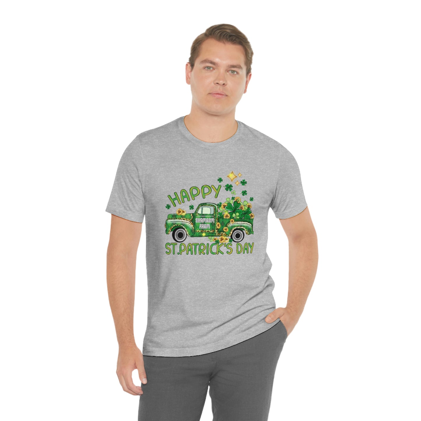 Happy St. Patrick's Day Shamrock Farms Truck Unisex Jersey Short Sleeve Tee