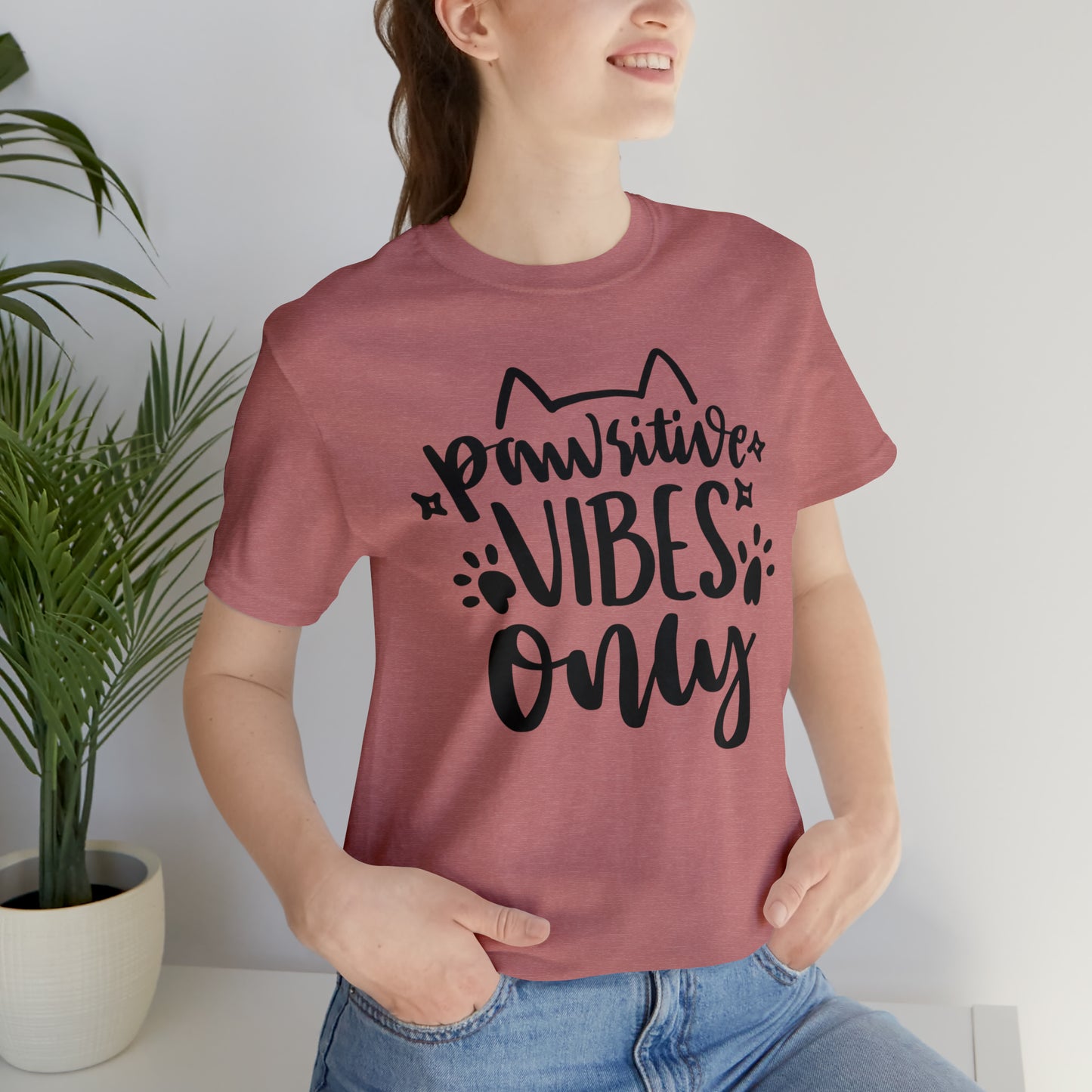Pawsitive Vibes Only Cat Short Sleeve T-shirt