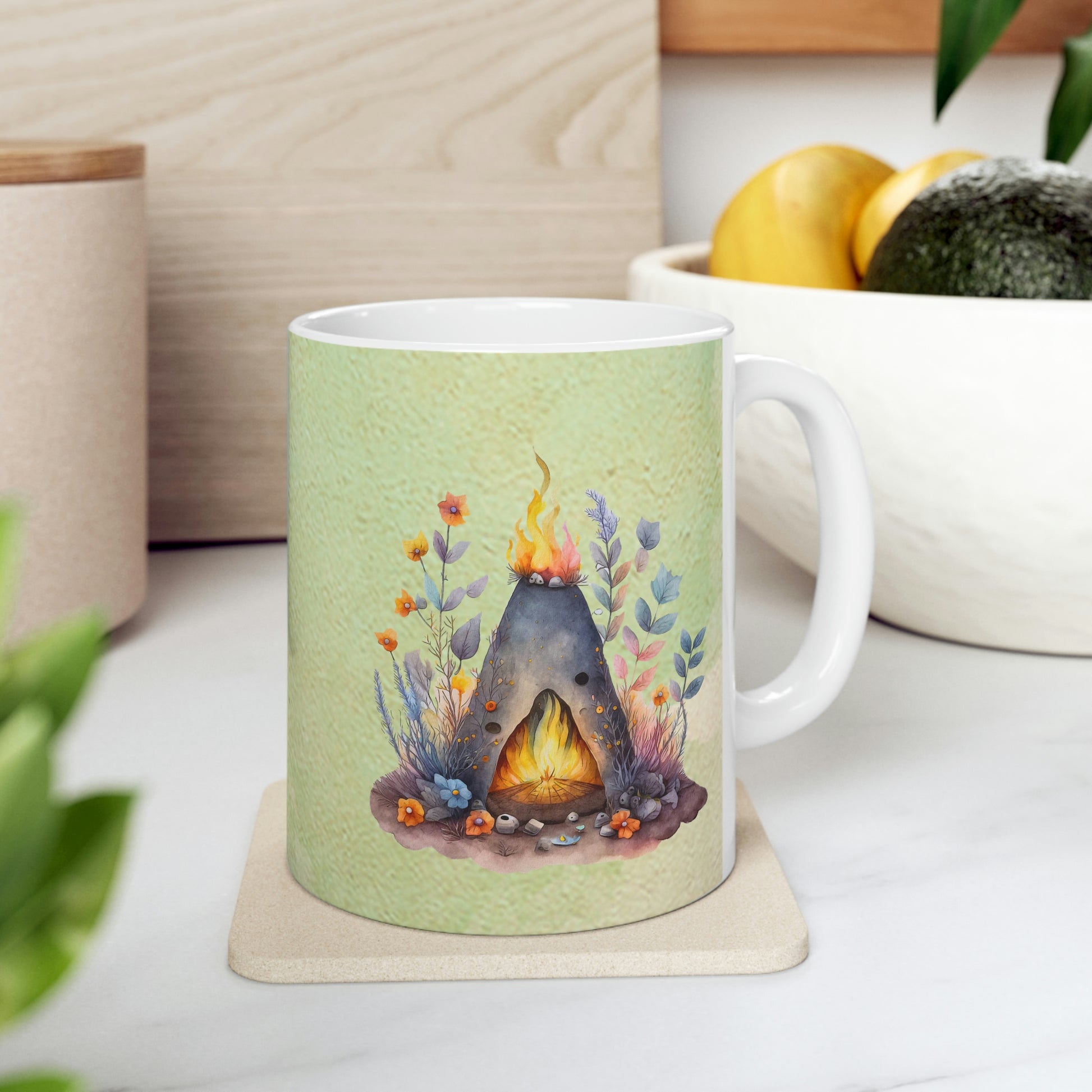 Beltane Fires Watercolor Ceramic Mug 11oz